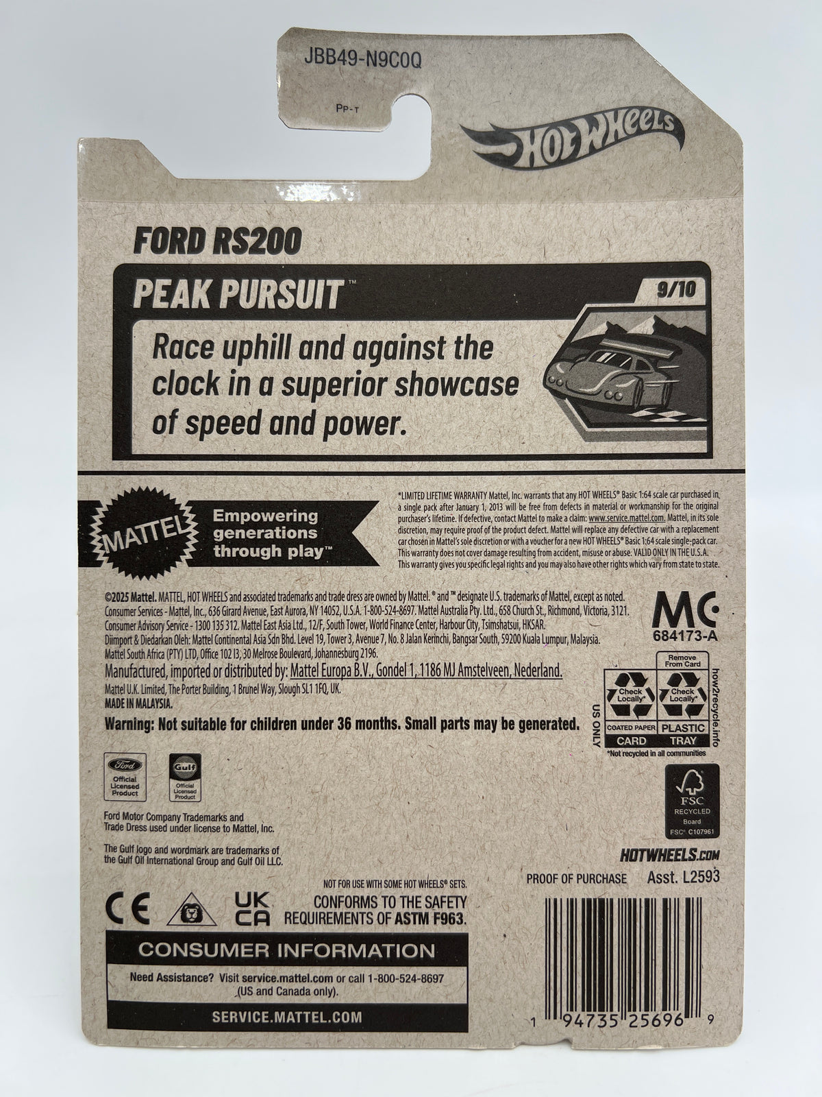 2025 Hot Wheels Factory Sealed Super Treasure Hunt & Mainline #247 Ford RS200 Gulf Blue W/Protector