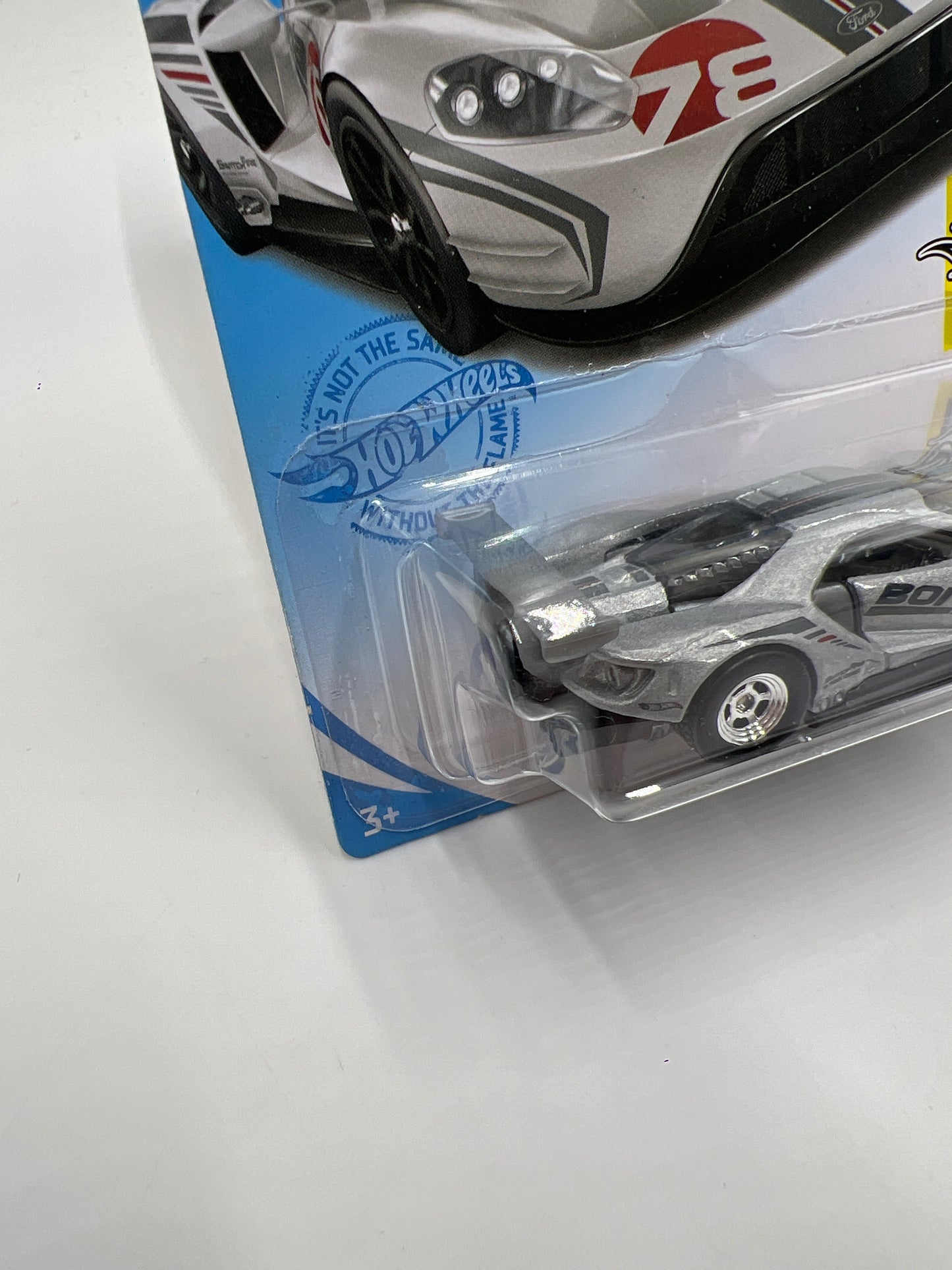 Hot Wheels 2016 Ford GT Race Silver Borla Wheel Swap Custom On Card W/Protector Cracked Blister SR