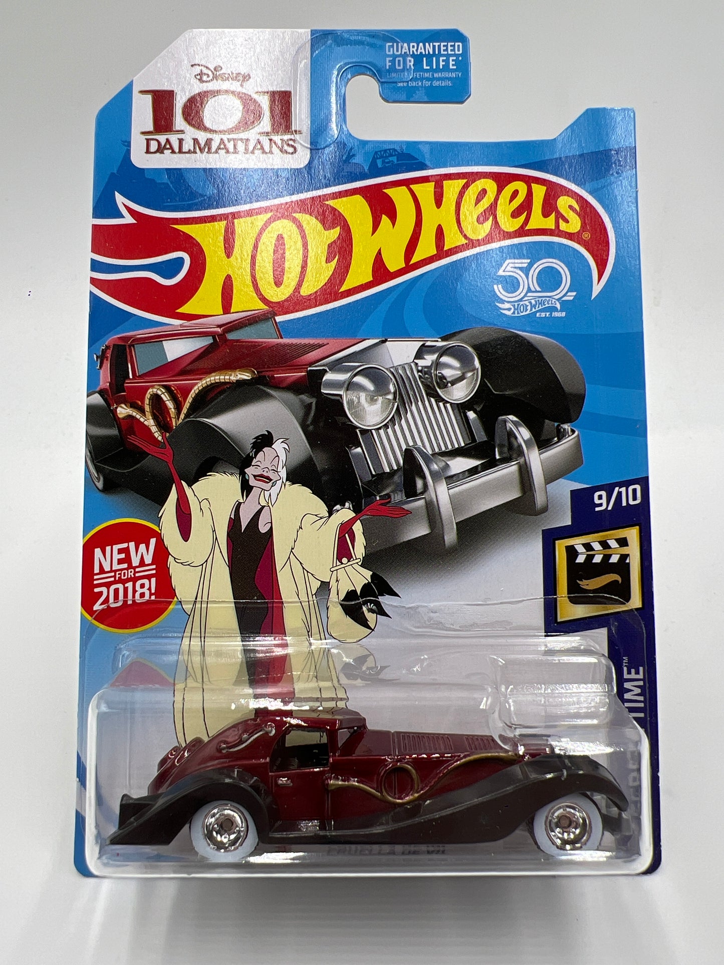 2018 Hot Wheels Super Treasure Hunt Cruella De Vil Red W/Protector