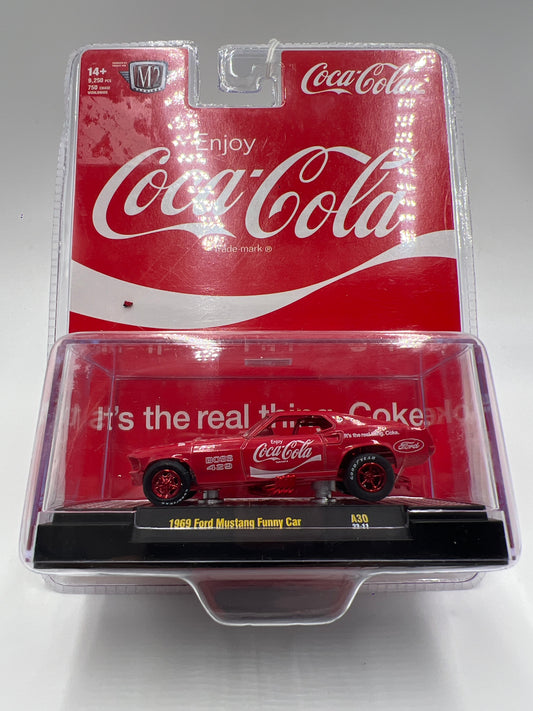 M2 Machines Coca Cola CHASE 1969 Ford Mustang Funny Car Red A30