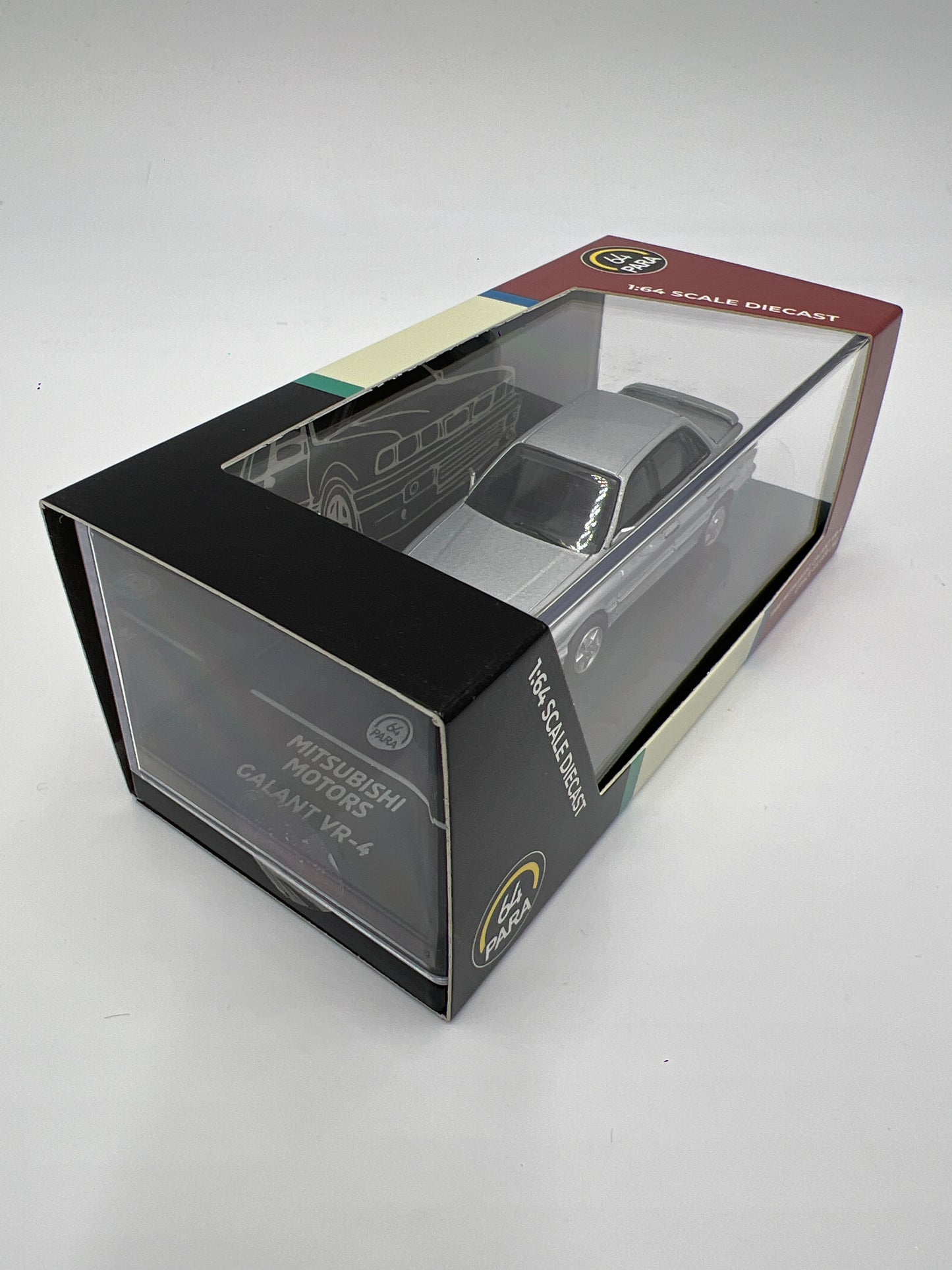 Para64 1:64 Scale Diecast Mitsubishi Motors 1988 Mitsubishi Galant VR-4 Grace Silver LHD