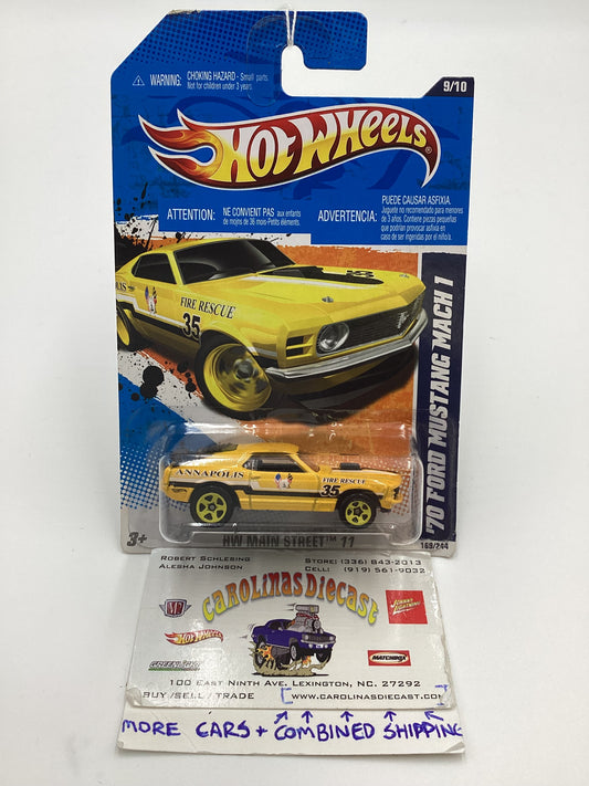 2011 Hot Wheels #169 70 Ford Mustang Mach 1 Yellow International Card