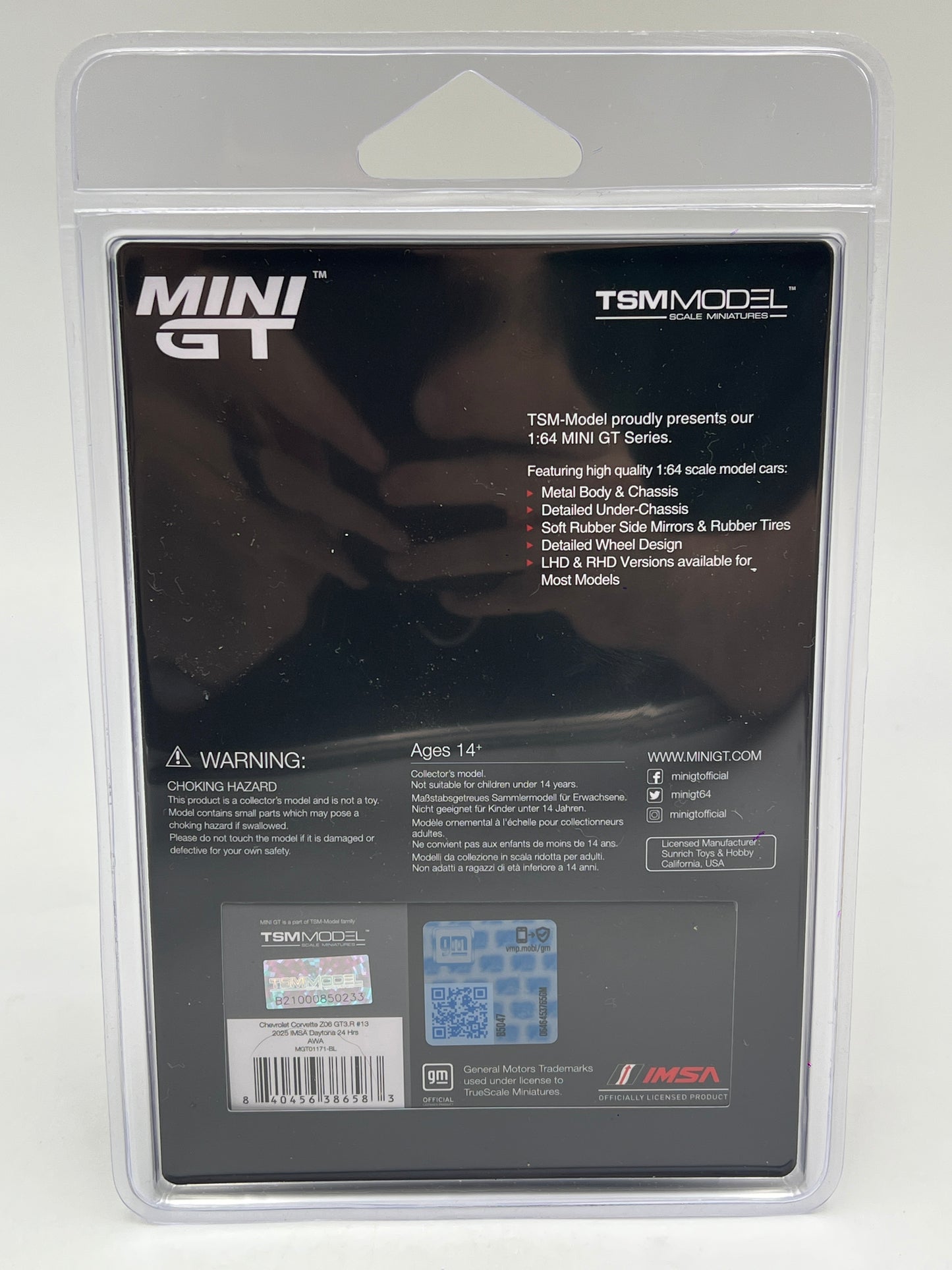 Mini GT #1171 Chevrolet Corvette Z06 GT3.R #13 2025 IMSA Daytona 24 Hrs AWA