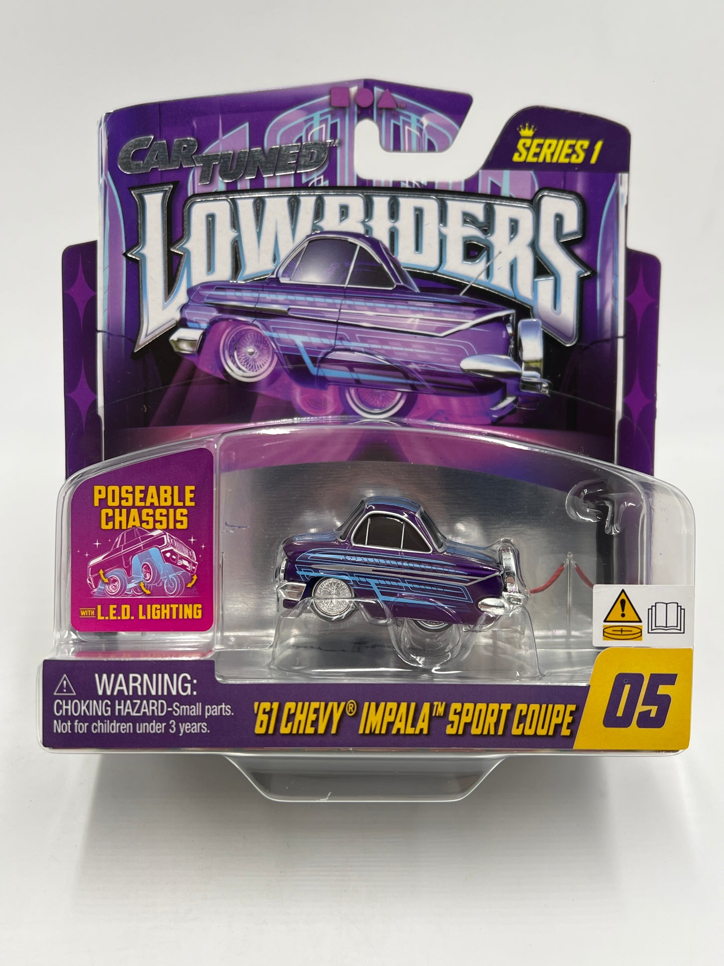 MGA Car Tuned Series 1 Show Glow Lowriders #5 61 Chevy Impala Sport Coupe Purple/Blue