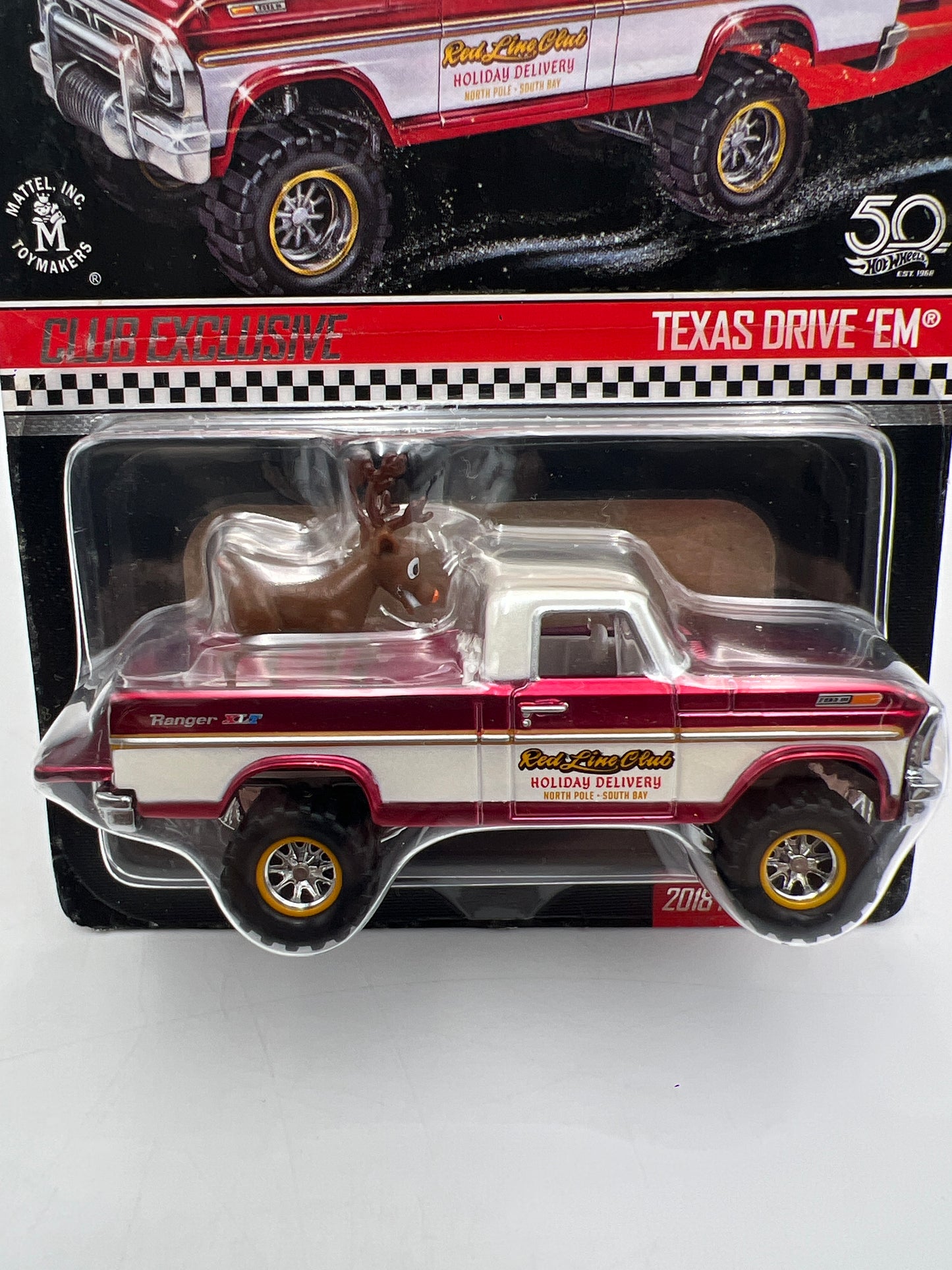 2018 Hot Wheels RLC Club Exclusive Holiday Car #1413/9000 Texas Drive Em W/Protector