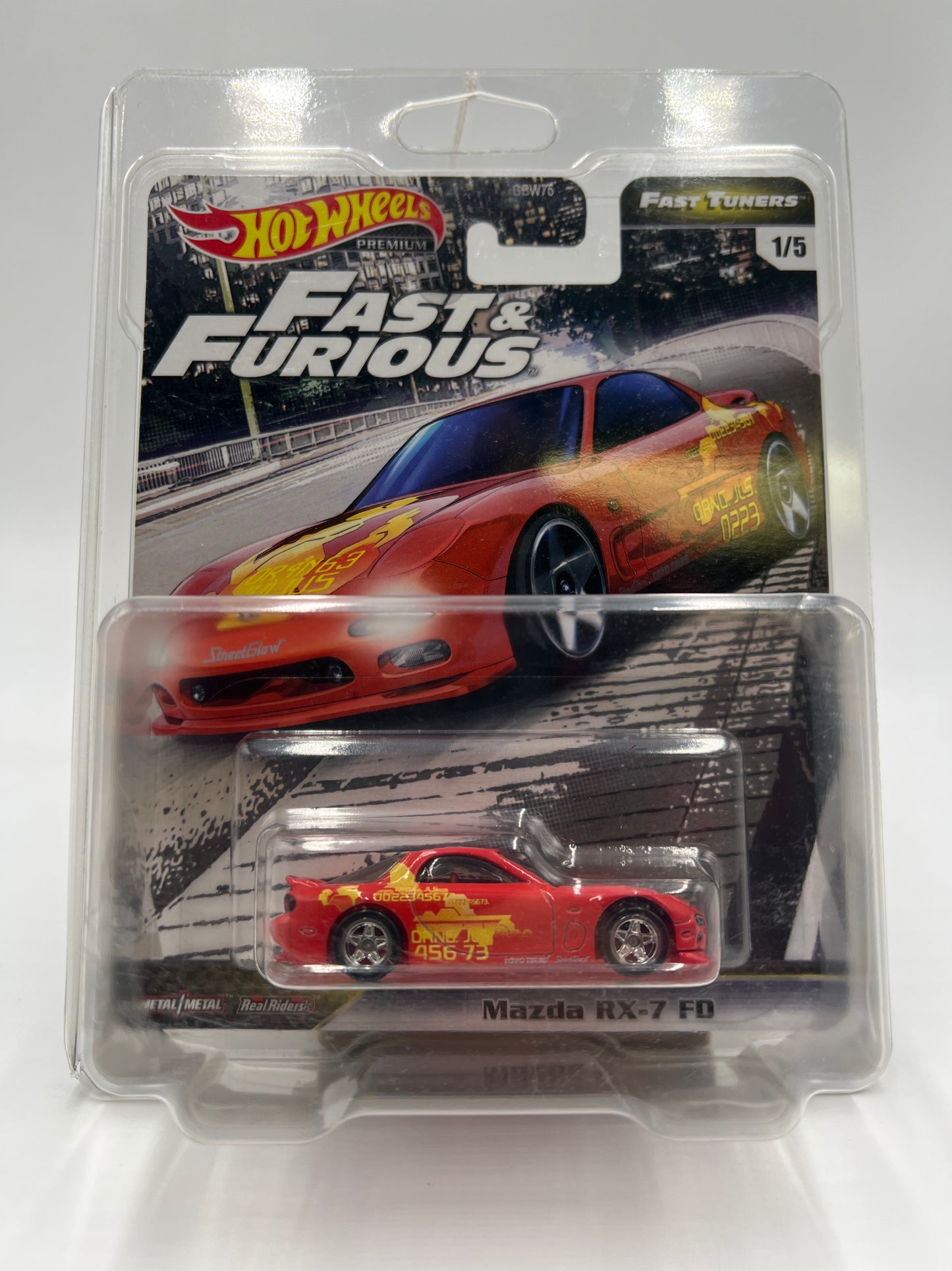 Hot Wheels Fast & Furious Fast Tuners #1 Mazda RX-7 FD Red W/Protector (2)