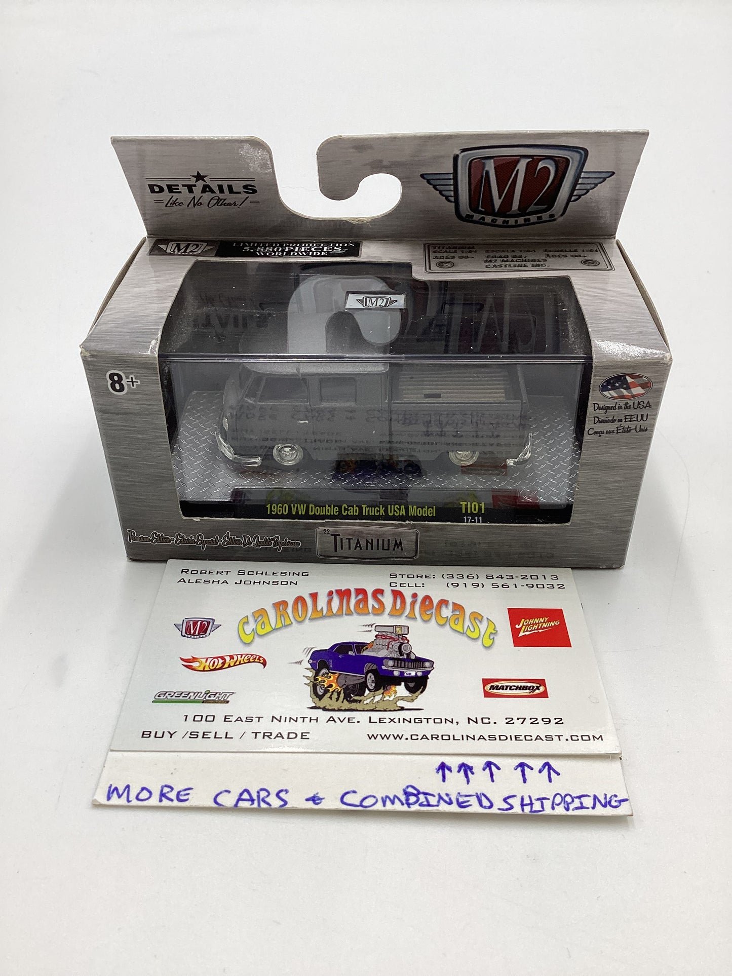 M2 Machines Titanium 1/5880 1960 VW Double Cab truck USA Model Gray Tl01