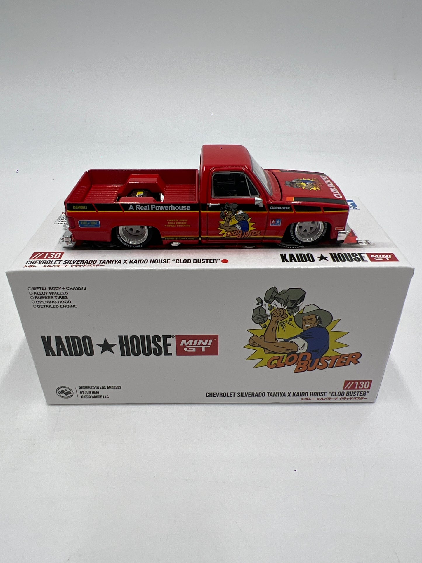 Mini GT x Kaido House #130 Chevrolet Silverado Tamiya x Kaido House Clod Buster Orange