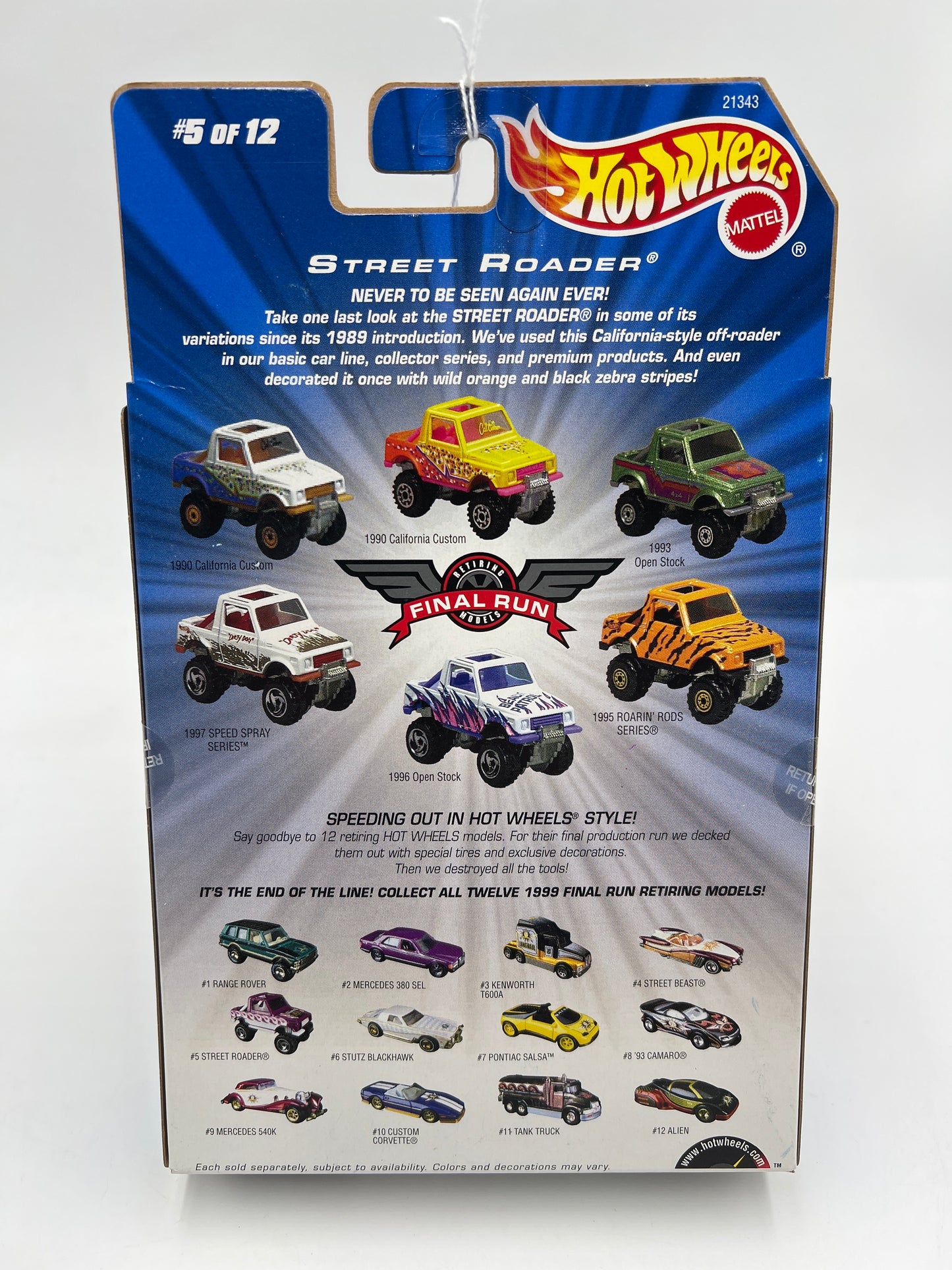 1999 Hot Wheels Final Run #5 Street Roader Red/White