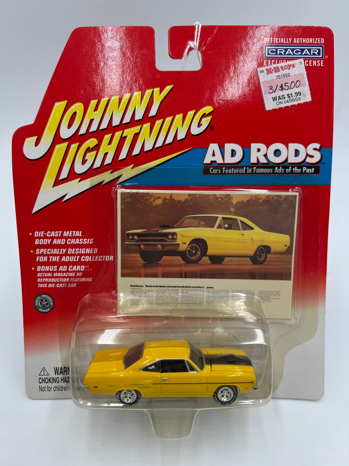 Johnny Lightning Ad Rods 1970 Plymouth Road Runner Yellow 227B