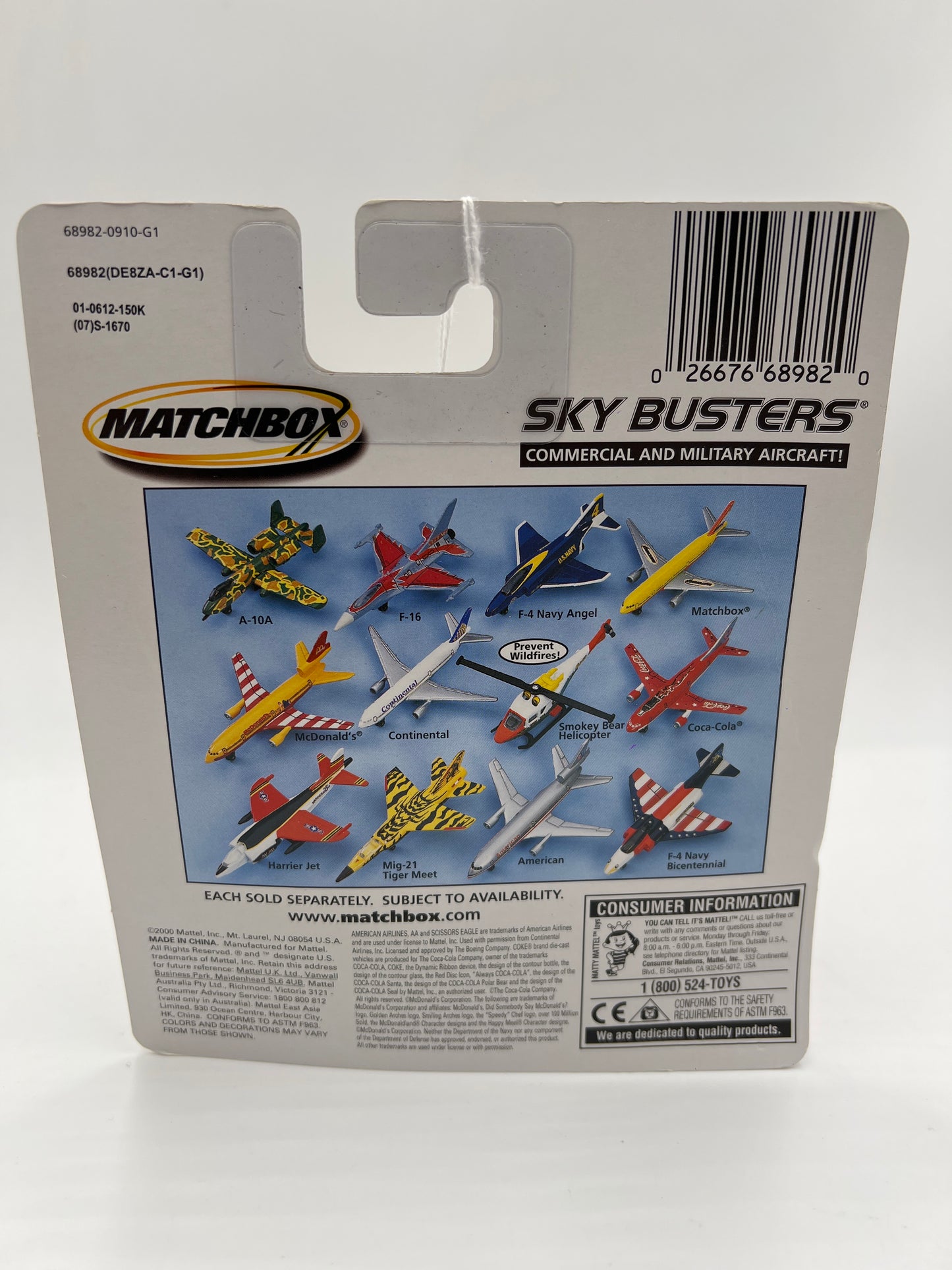 Matchbox Sky Busters Harrier Jet Marines UU1