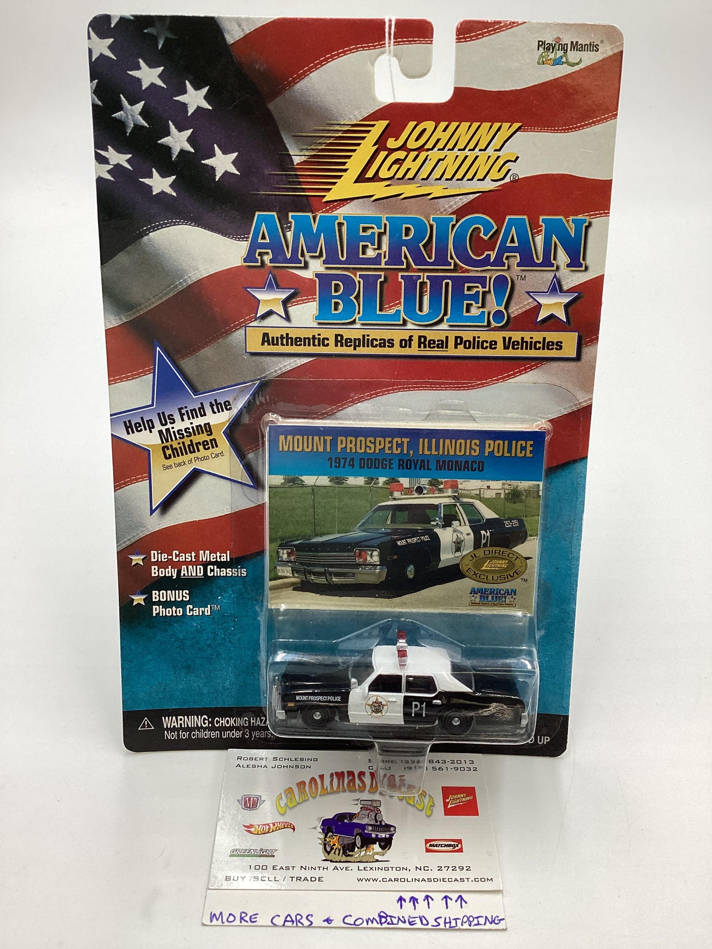 JOHNNY LIGHTNING American Blue Mount Prospect Illinois Police 1974 Dodge Royal. Monoco Black/White JL Direct Exclusive Mail In