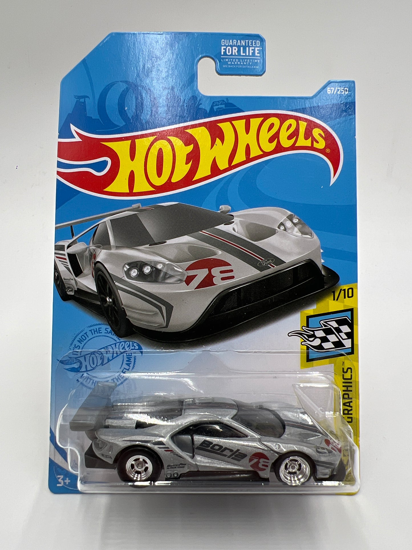 Hot Wheels 2016 Ford GT Race Silver Borla Wheel Swap Custom On Card W/Protector Cracked Blister SR