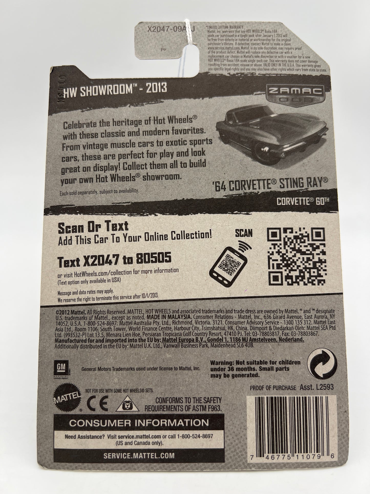 2013 Hot Wheels Walmart Zamac 8 #204 64 Corvette Stingray 146D