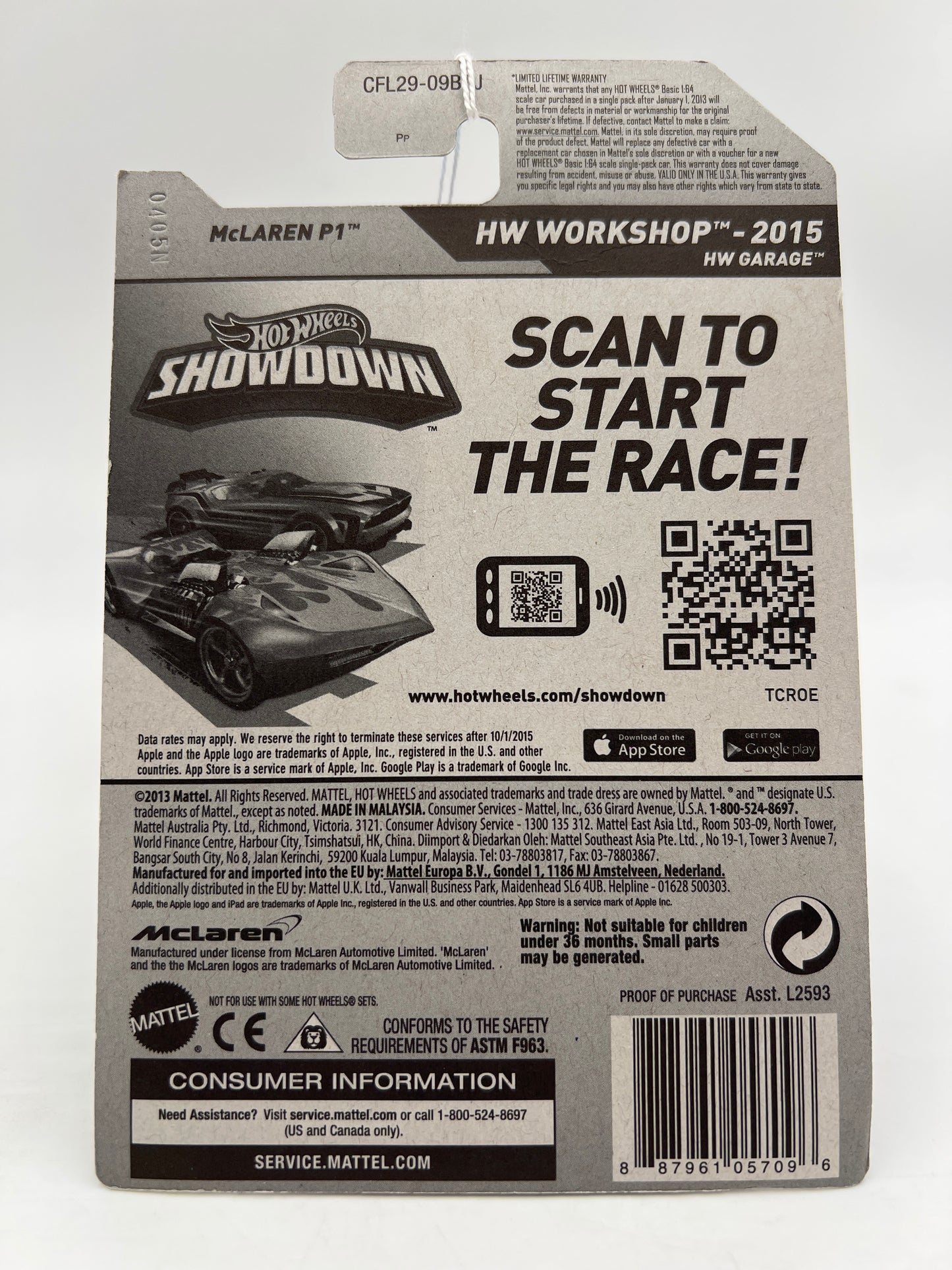 2015 Hot Wheels Workshop #223 McLaren P1 Silver 105D