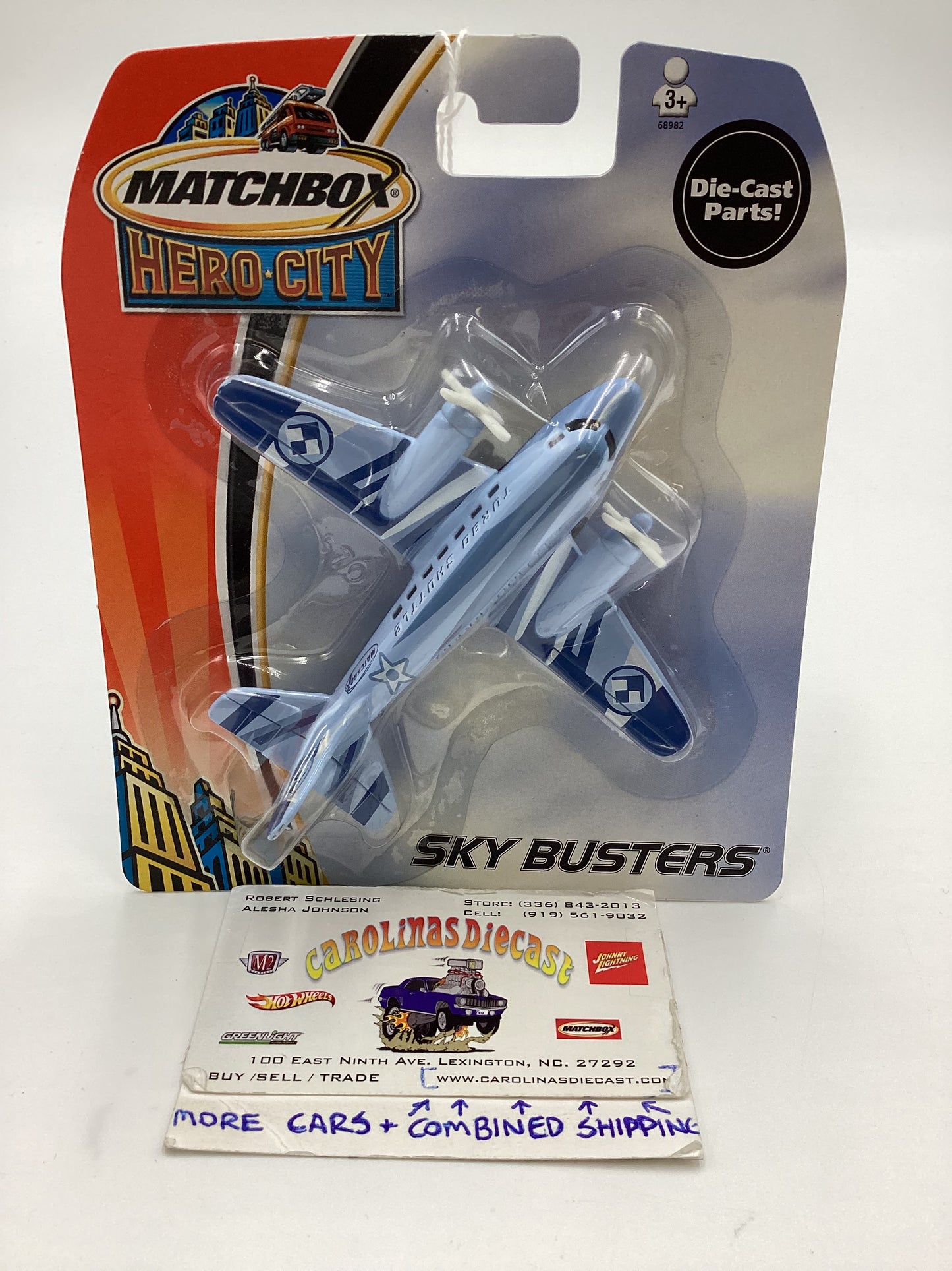 2003 Matchbox Skybusters 68982 Airliner Light Blue 114D