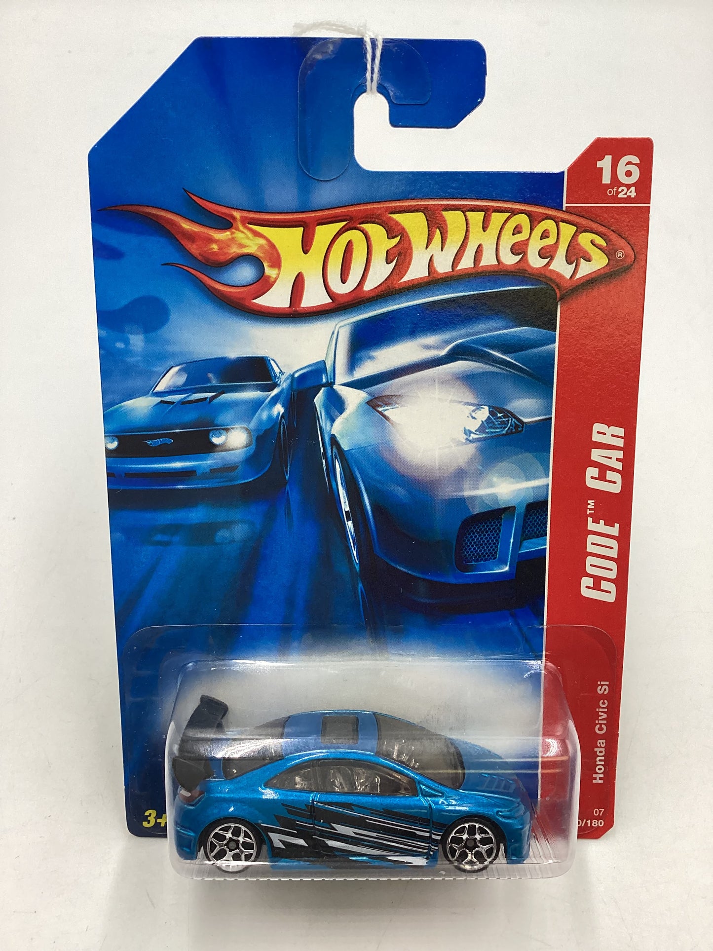 2007 Hot wheels #100 Code Car Blue Honda Civic Si