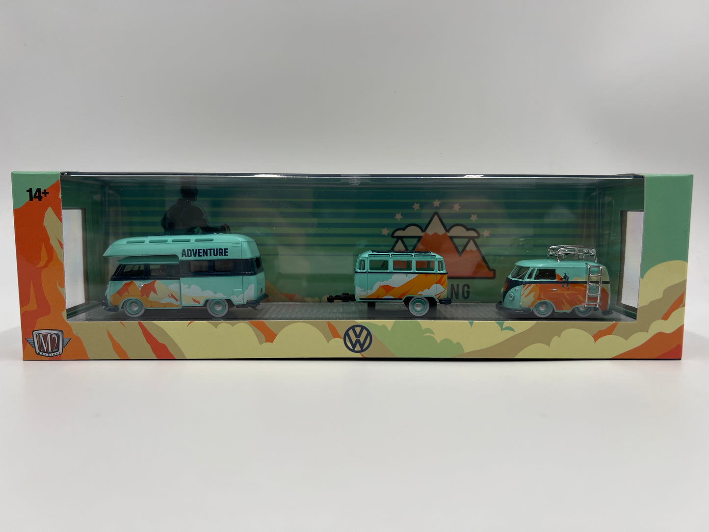 2025 M2 Machines Auto Haulers 1959 VW Double Cab Truck USA Model & 1960 VW Delivery Van & Trailer R85