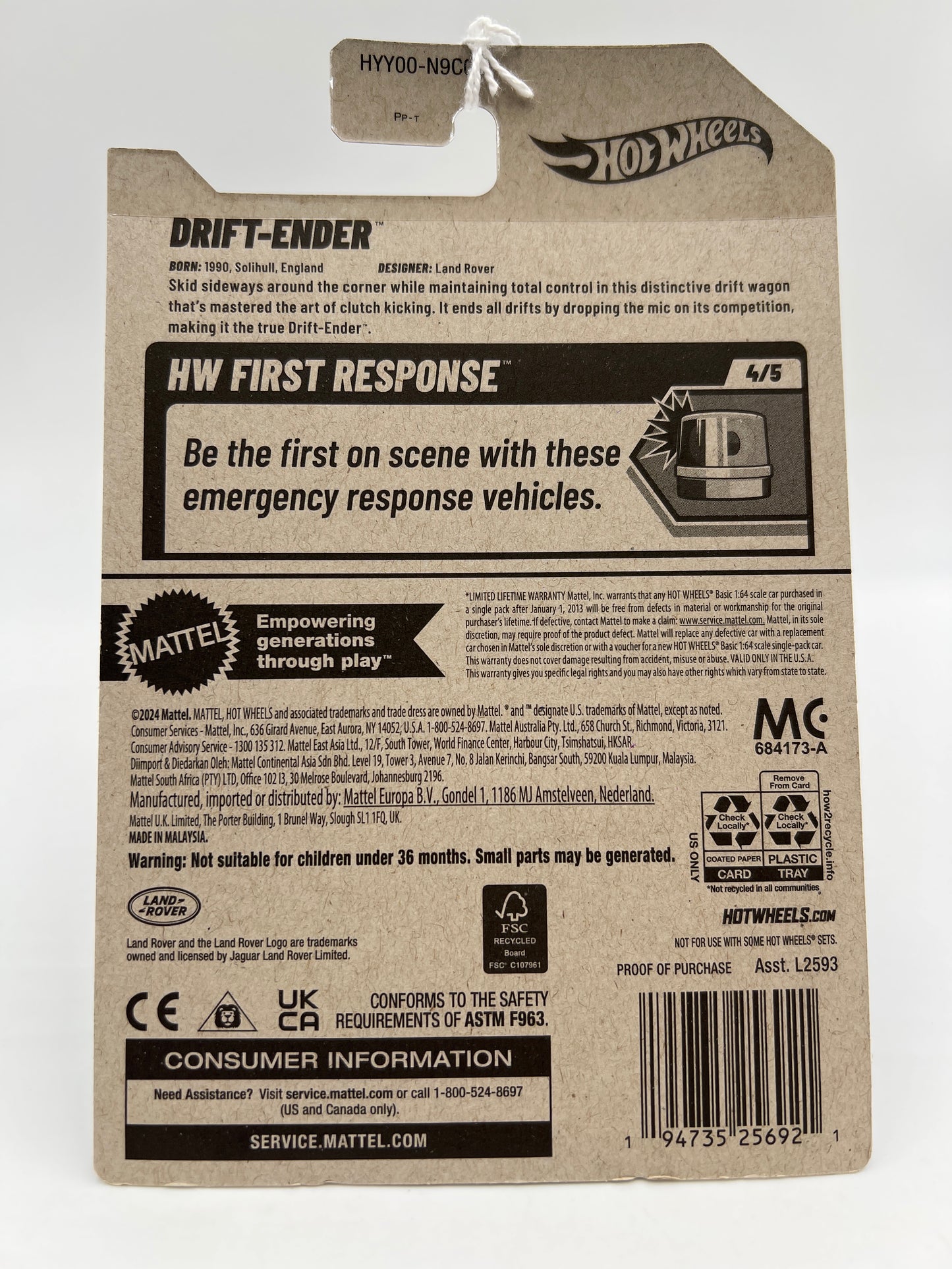 2025 Hot Wheels L Case First Response #114 Drift-Ender YY3