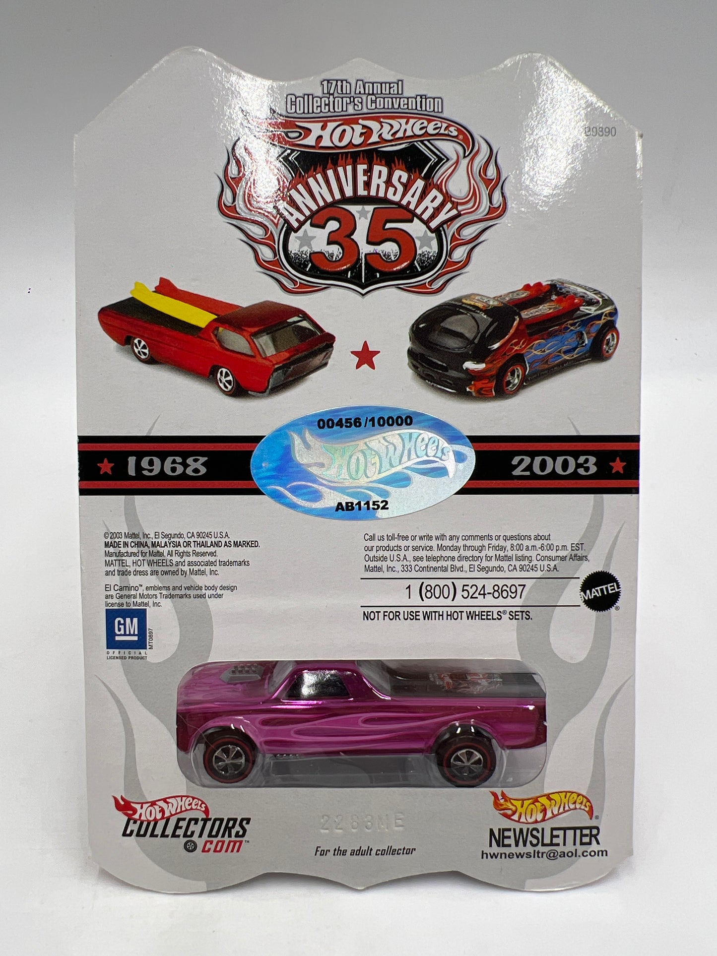 2003 Hot Wheels 17th Annual Collectors Convention #456/10000 Custom Fleetside Pink W/Protector