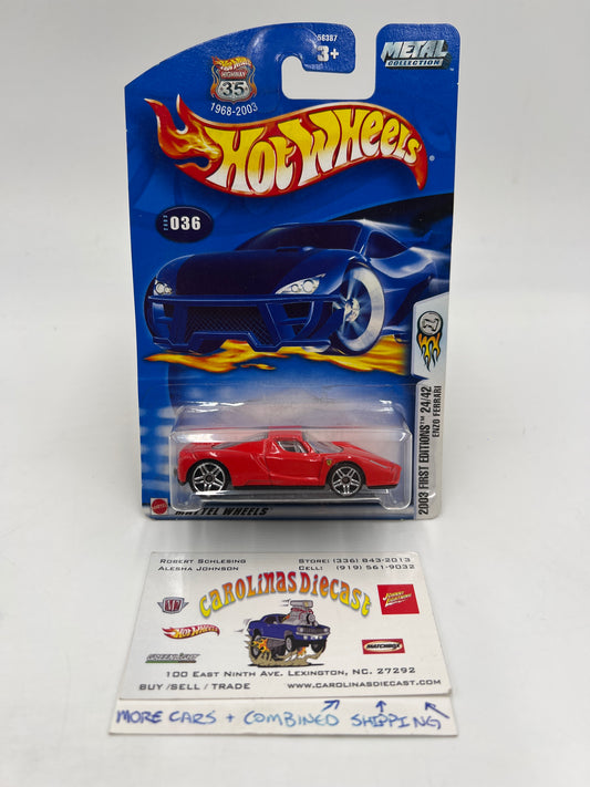 2003 Hot Wheels First Editions #36 Enzo Ferrari Red W/Protector SR