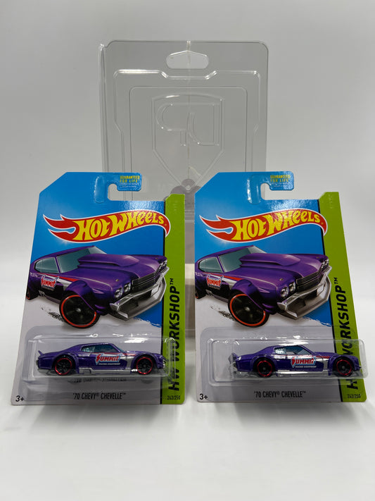 2014 Hot Wheels Workshop #243 70 Chevy Chevelle Purple Summit 2 Pack MC5/PR5 Wheel Variations W/Protector
