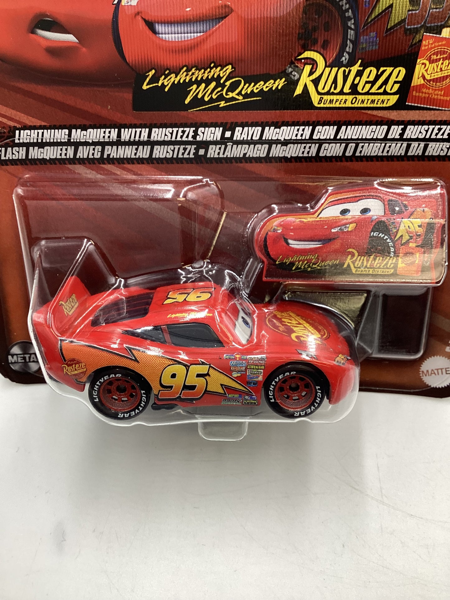 2024 Pixar Cars Lightning McQueen with Rusteze sign 137H