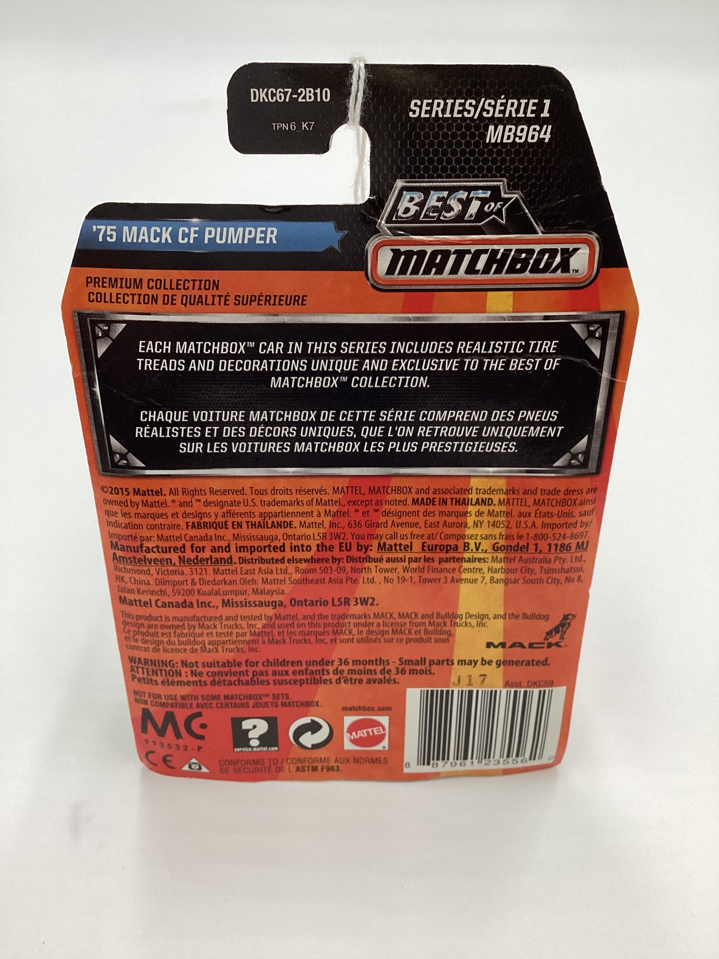 2016 Matchbox Best of Matchbox 75 Mack CF Pumper Gold Card has veins 174G