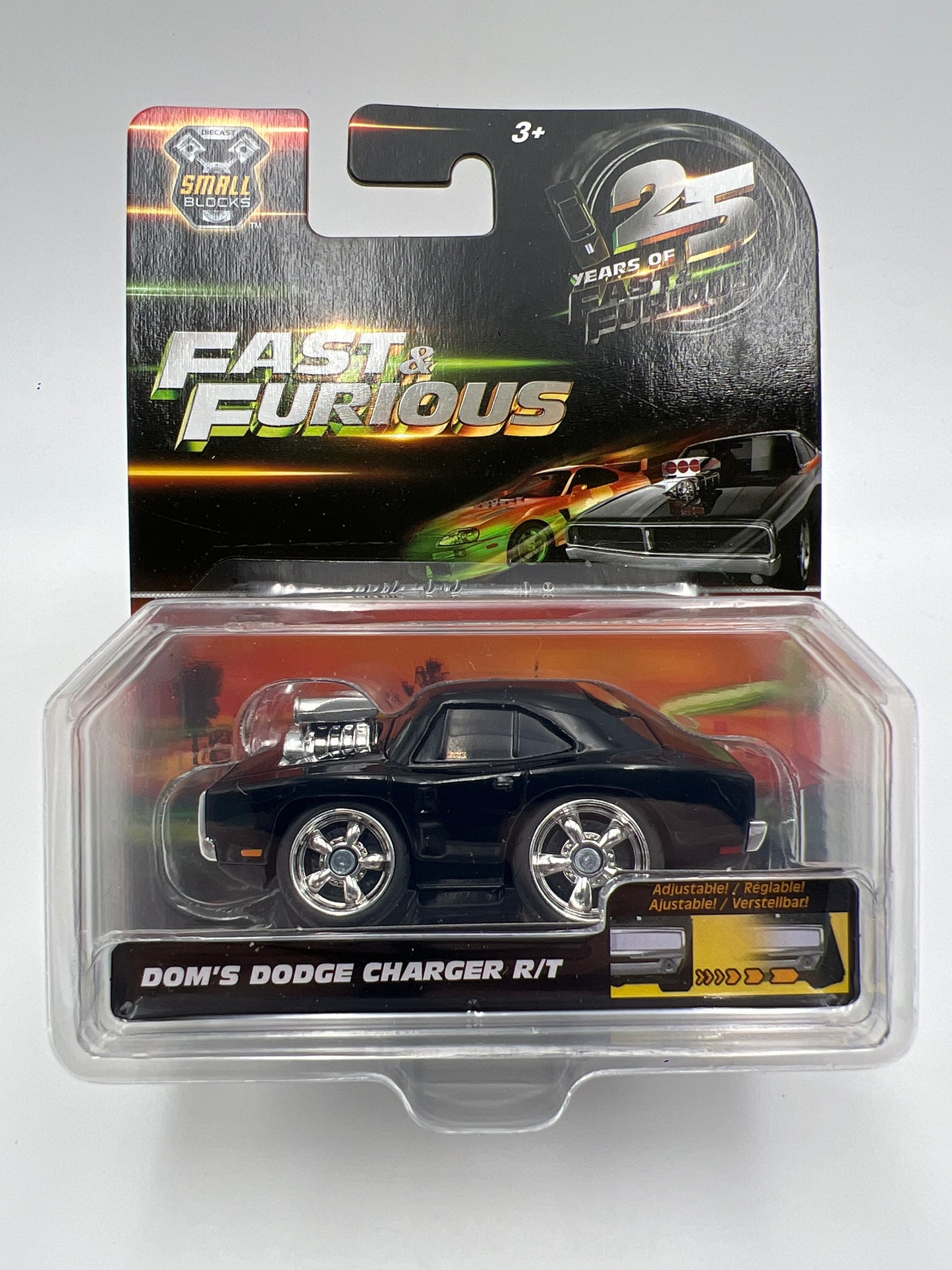 Jada 1/43 Scale Small Blocks 25 Years Fast & Furious Doms Dodge Charger R/T W/Working Camber 71G