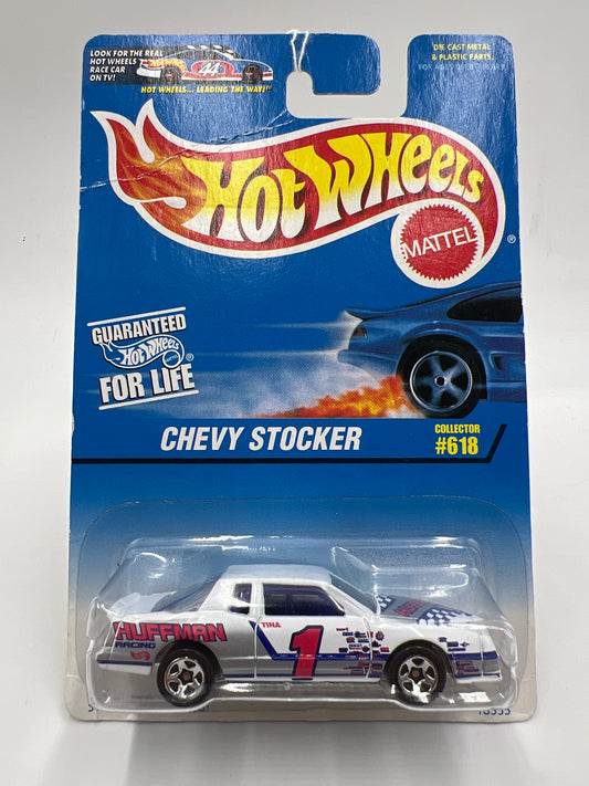 1997 Hot Wheels Collector #618 Chevy Stocker White Bad Card 240B