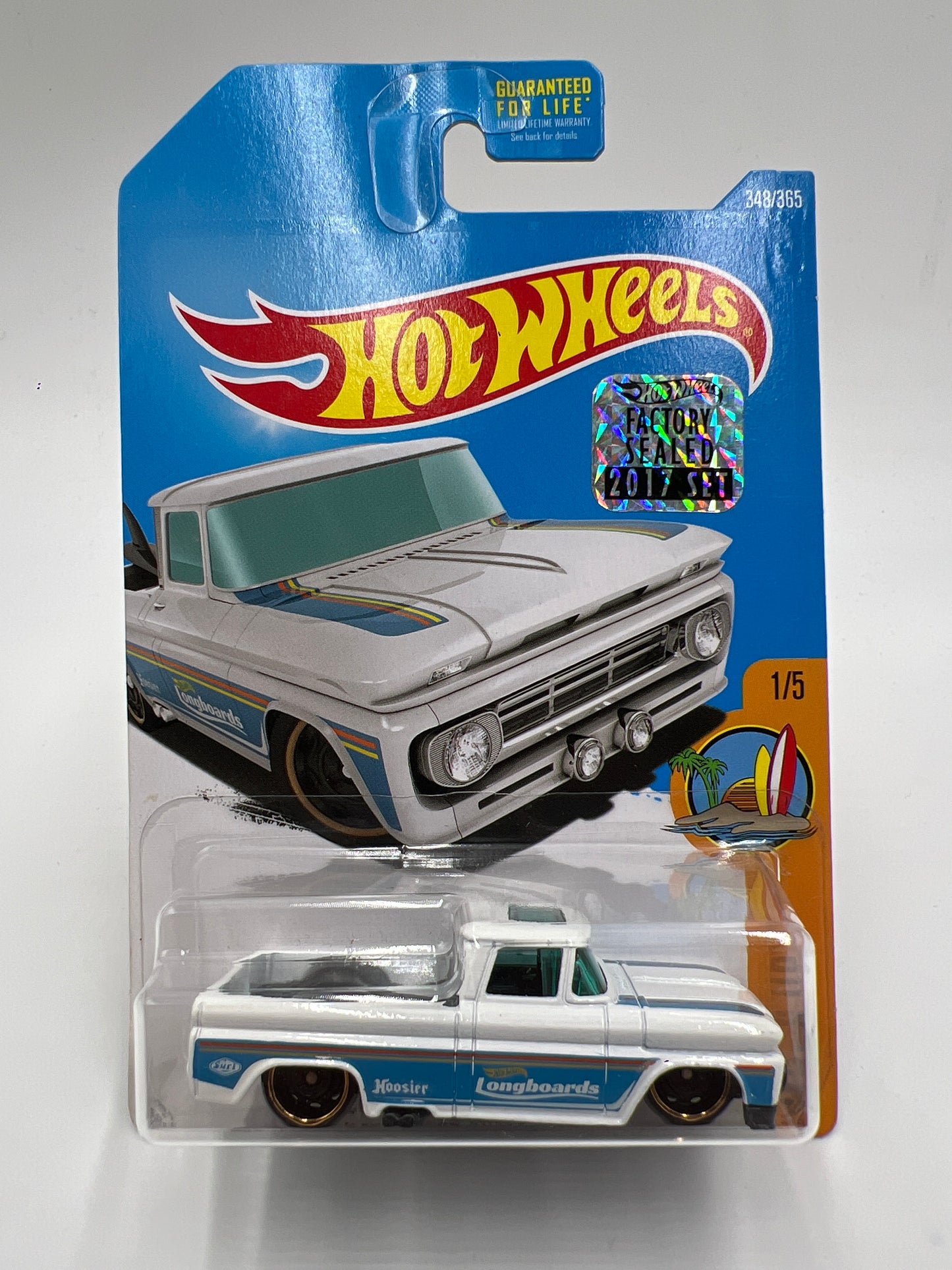 2017 Hot Wheels Factory Sealed Surfs Up #348 Custom 62 Chevy Pickup White W/Protector