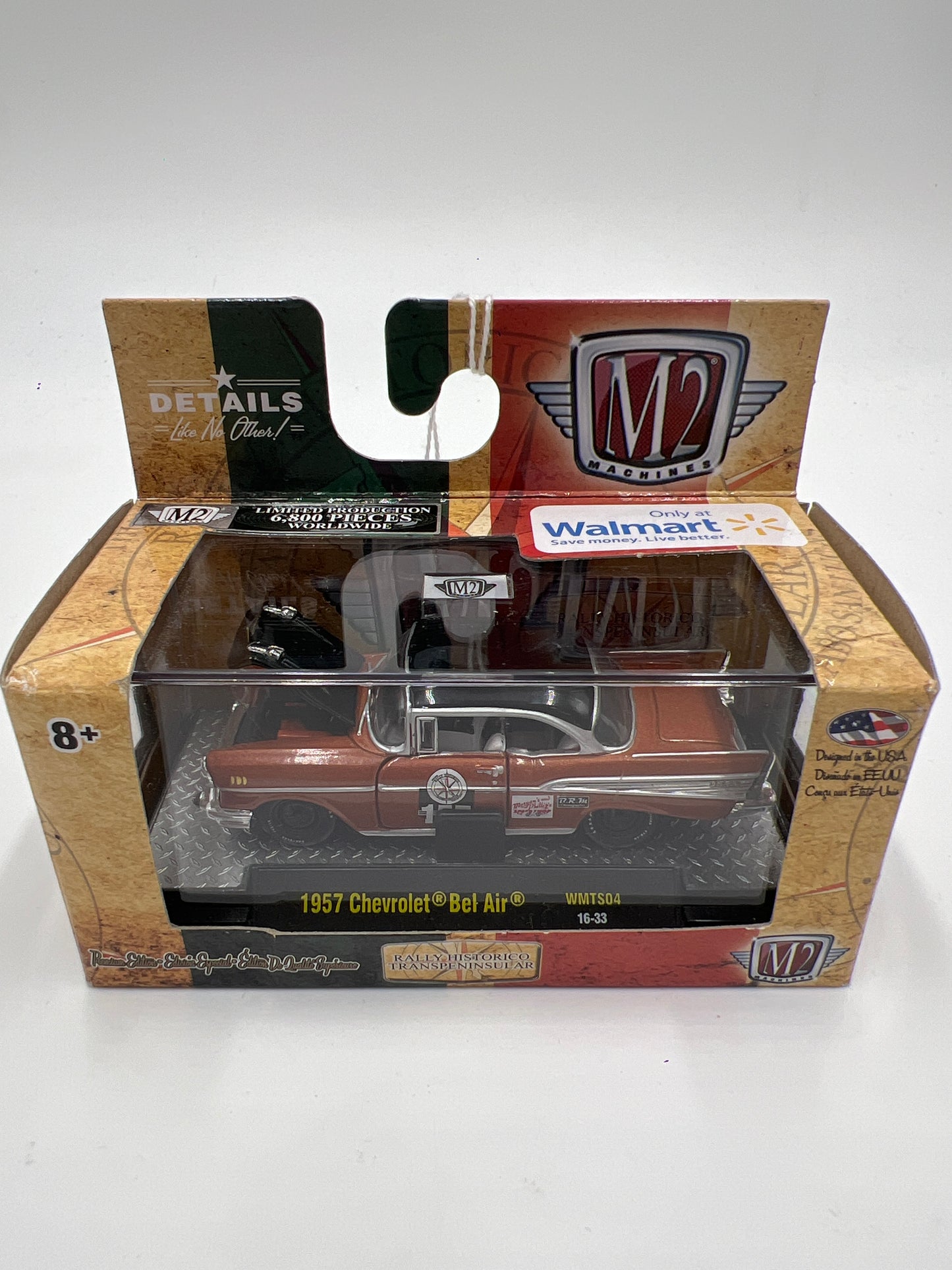 M2 Machines Walmart Exclusive Rally Historico Transpeninsular 1957 Chevrolet Bel Air Brown WMTS04