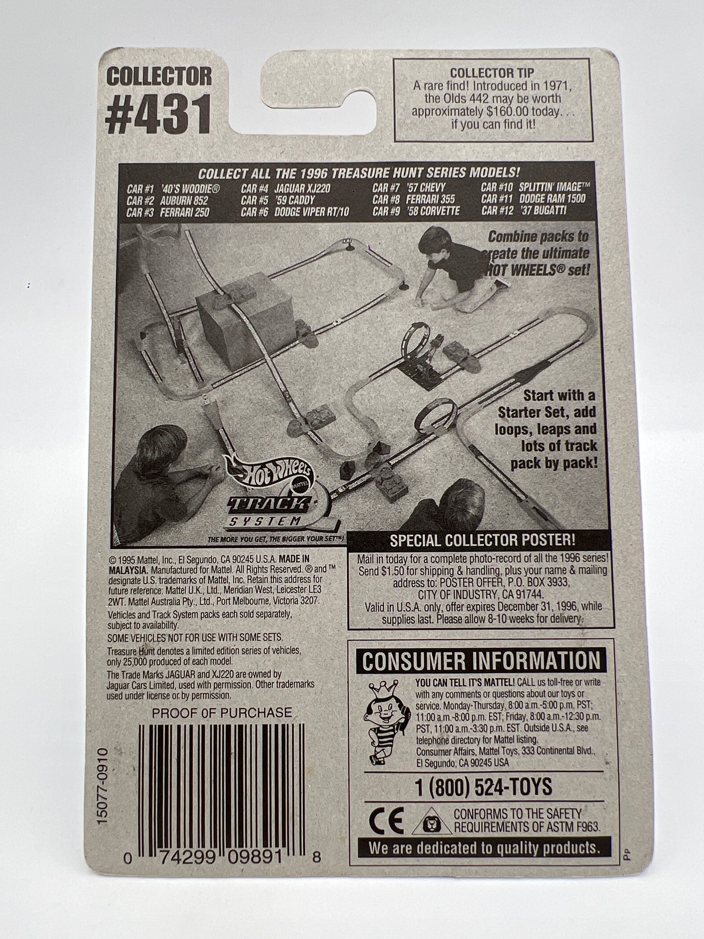 1996 Hot Wheels Treasure Hunt #431 Jaguar XJ220 Green W/Protector