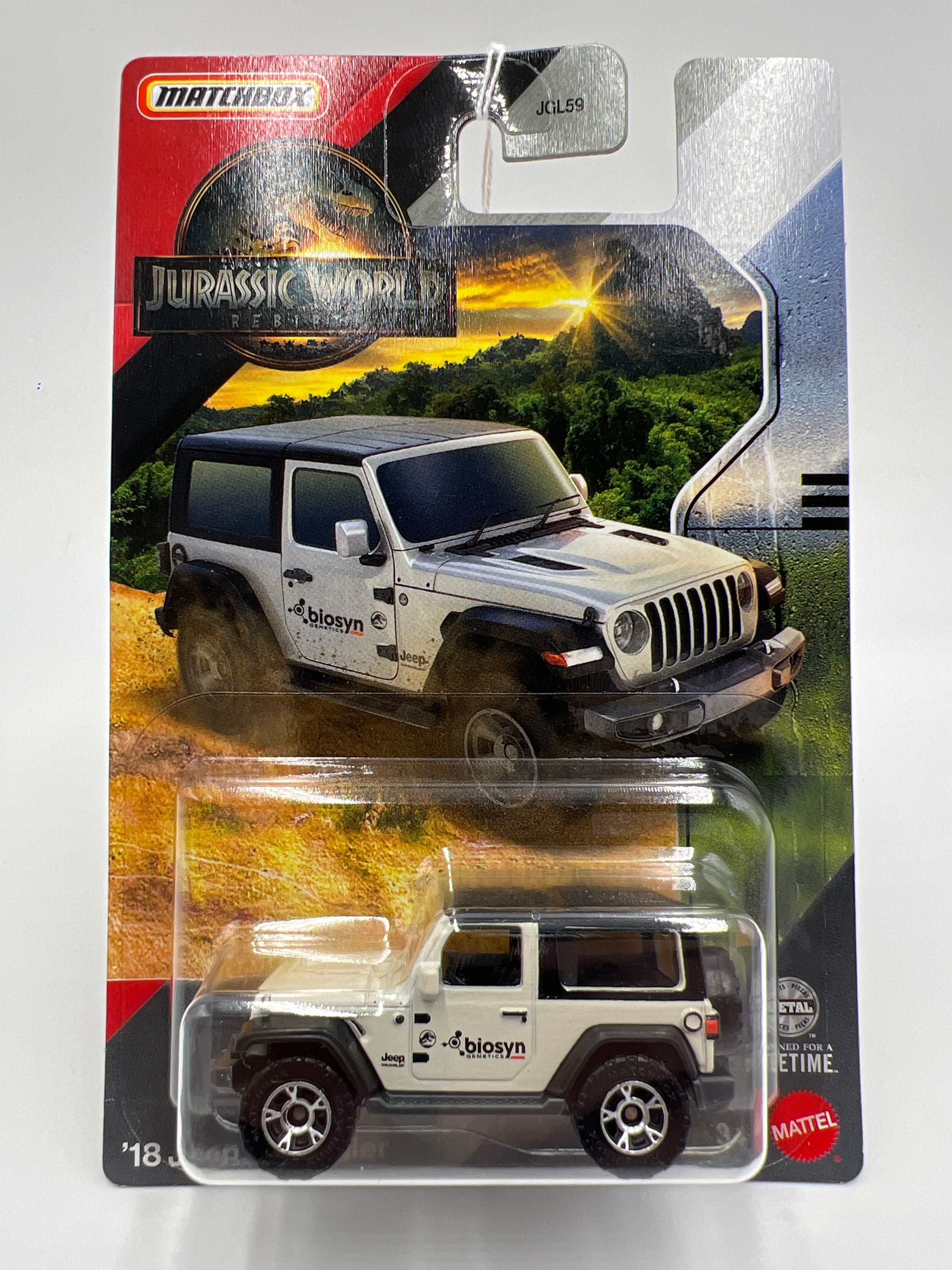 2025 Matchbox Jurassic World Rebirth 18 Jeep Wrangler White 161D