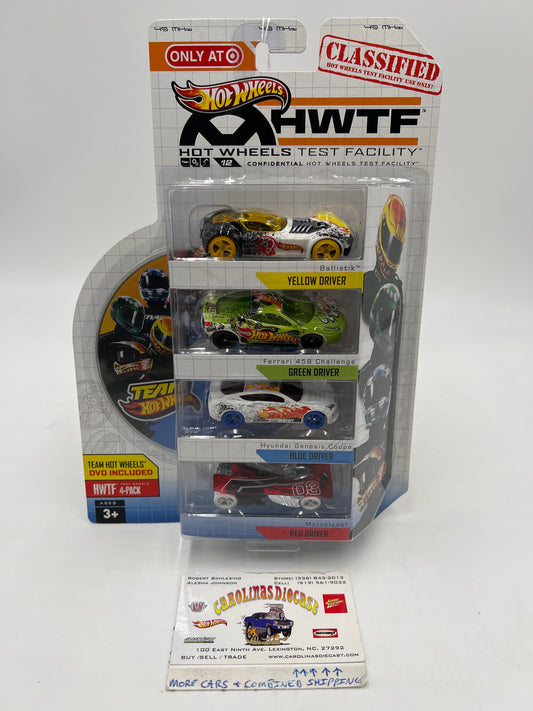 2012 Hot Wheels Target Exclusive Test Facility 4 Pack With Rare Ferrari 458 Challenge VHTF!