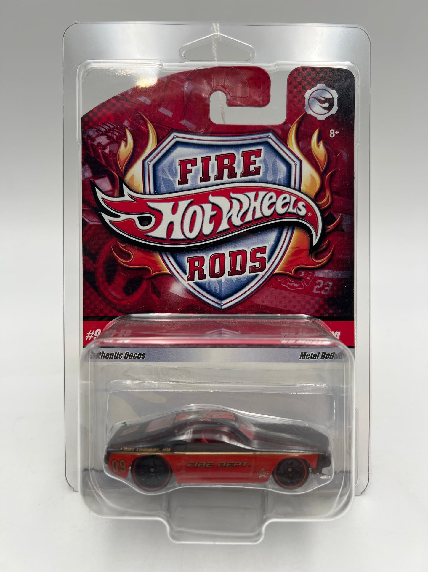 Hot Wheels Fire Rods #9 69 Mustang Red/Black W/Protector Bad/Cracked Blister
