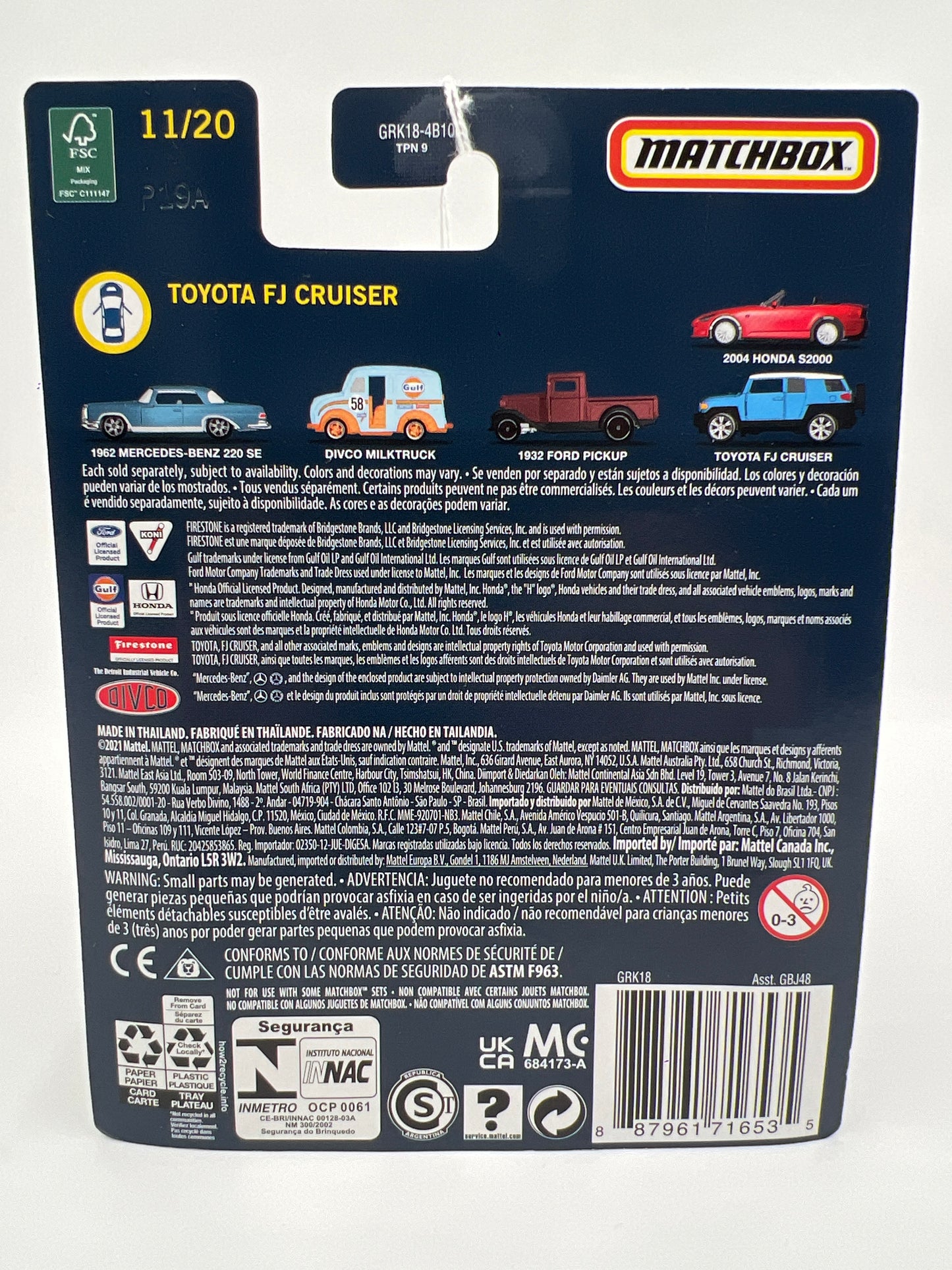 Matchbox Collectors #11 Toyota FJ Cruiser Blue 170F