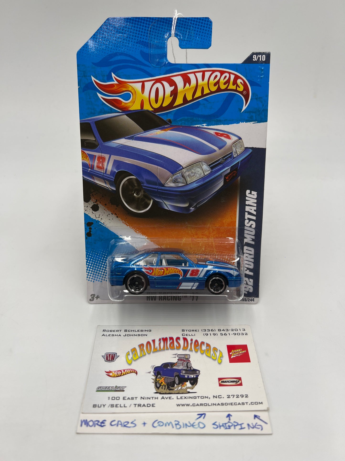 2011 Hot Wheels Racing #159 92 Ford Mustang Blue 24A