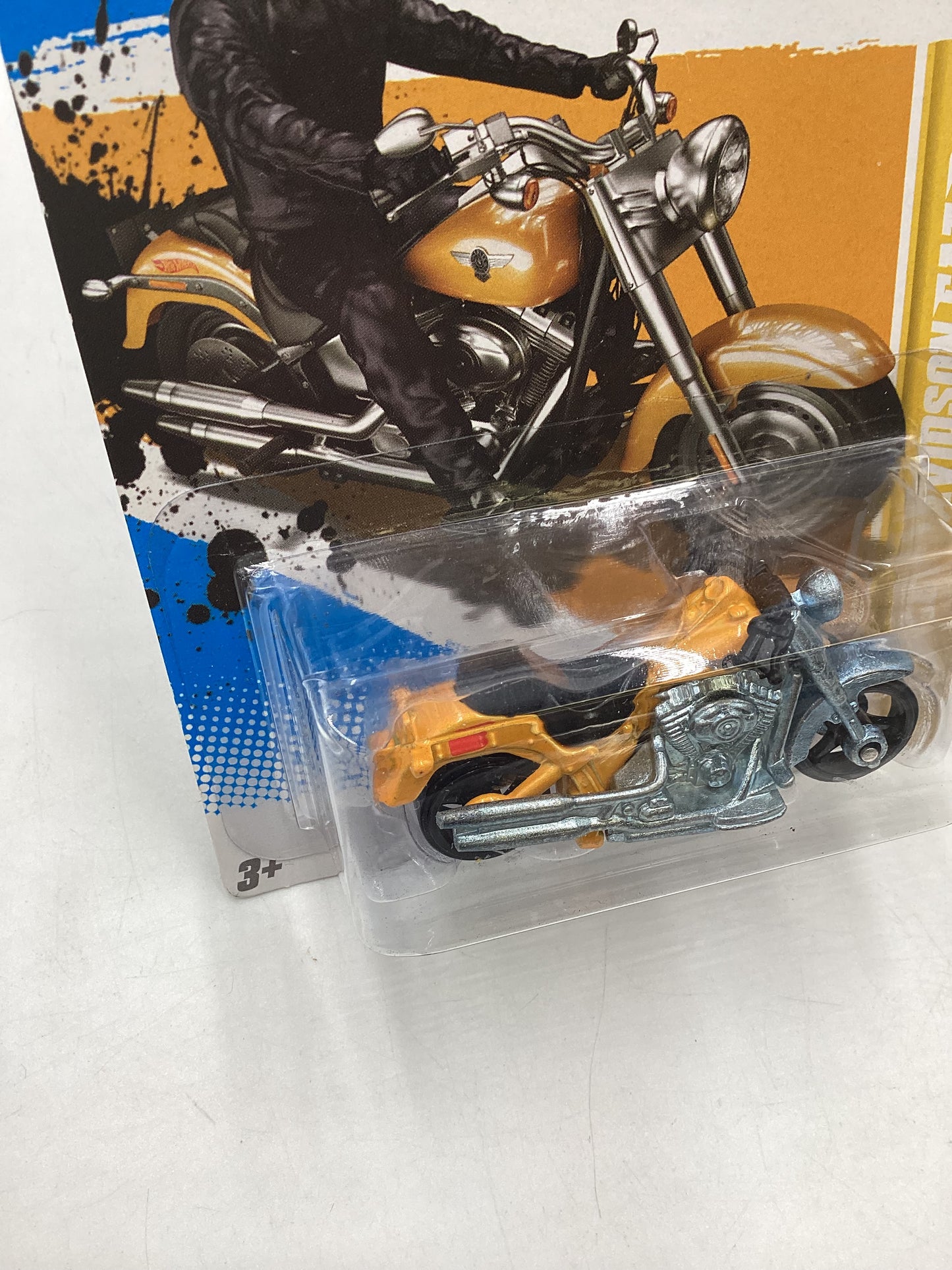 2012 Hot Wheels #30 Yellow Harley Davidson Fat Boy 53D