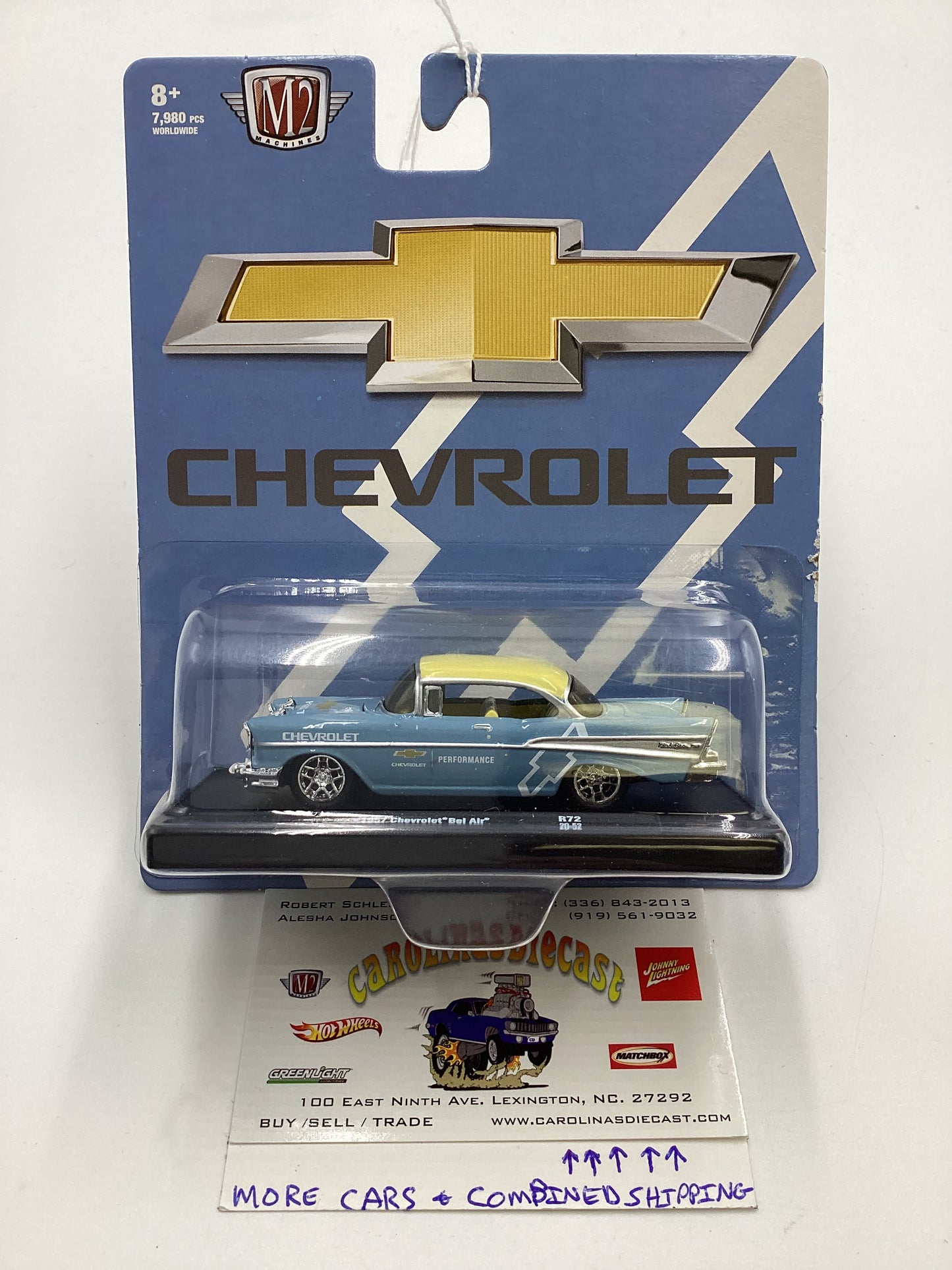 M2 Machine Auto Drivers Chevrolet 1957 Chevrolet Bel Air Light Blue R72 191C