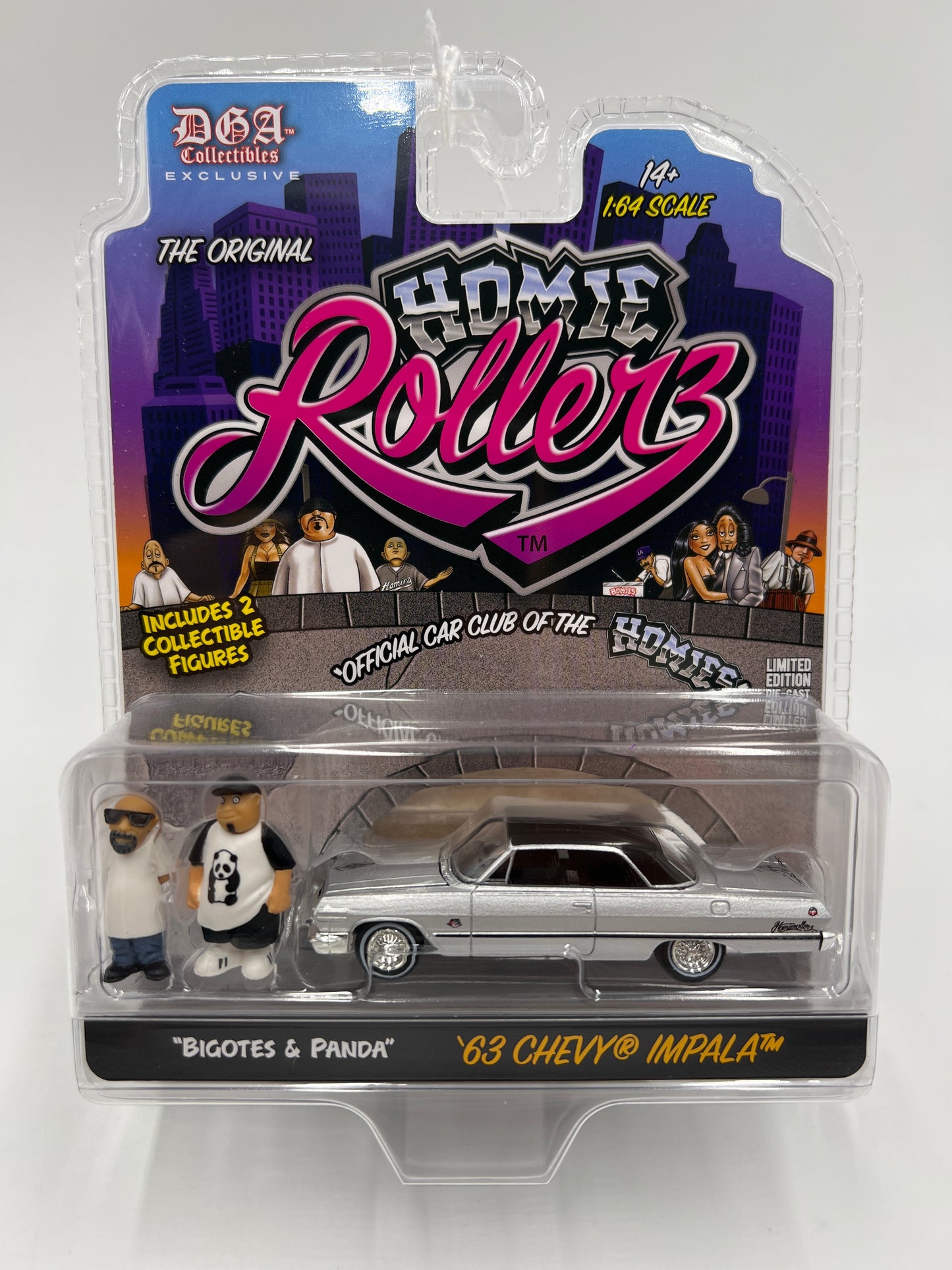 Greenlight x DGA Homie Rollerz 63 Chevy Impala Silver & Bigotes/Panda 222D