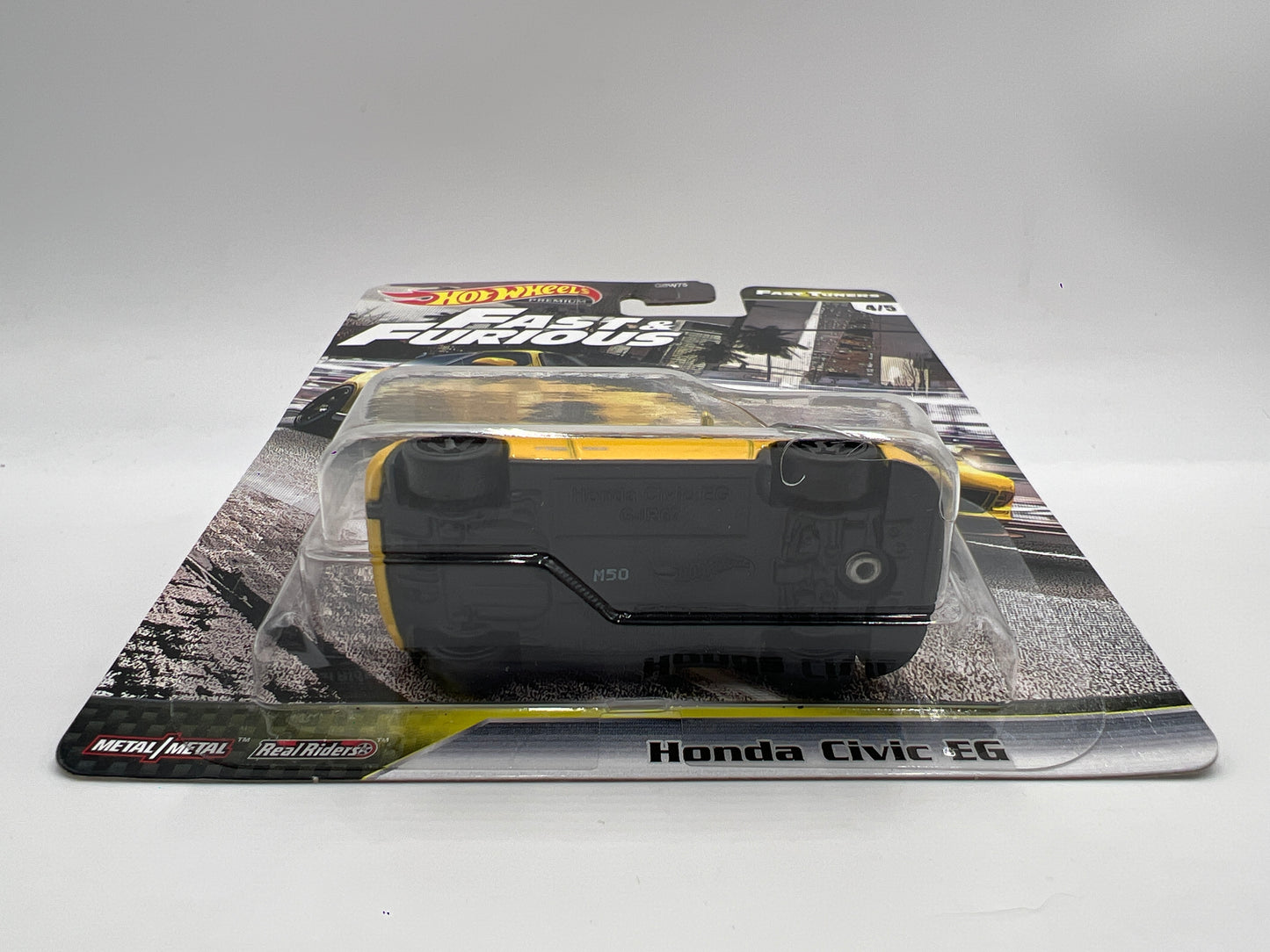 Hot Wheels Premium Fast & Furious Fast Tuners #4 Honda Civic EG Yellow W/Protector Cracked Blister
