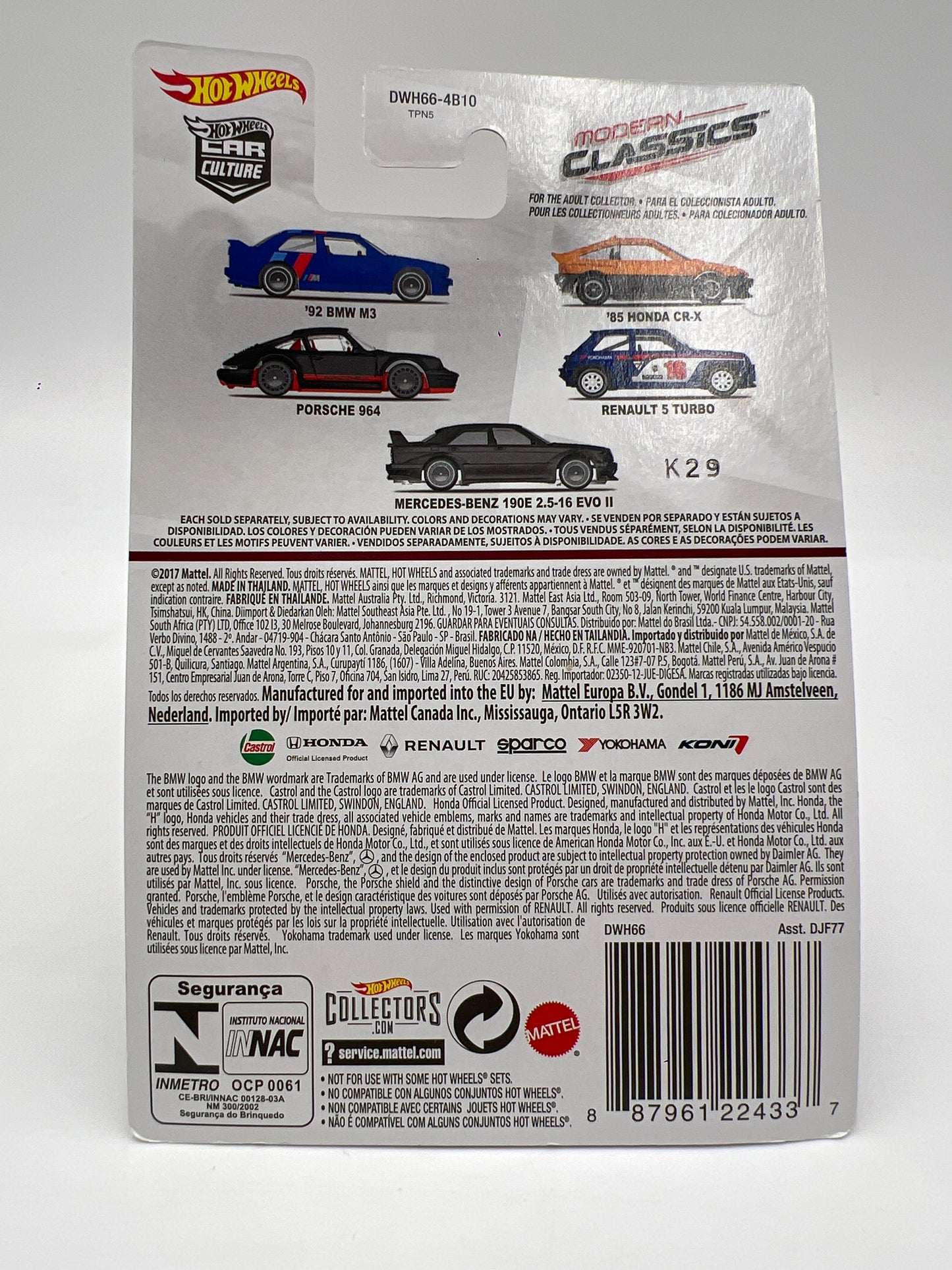 Hot Wheels Premium Car Culture Modern Classics #5 Mercedes-Benz 190E 2.5-16 EVO II Black W/Protector