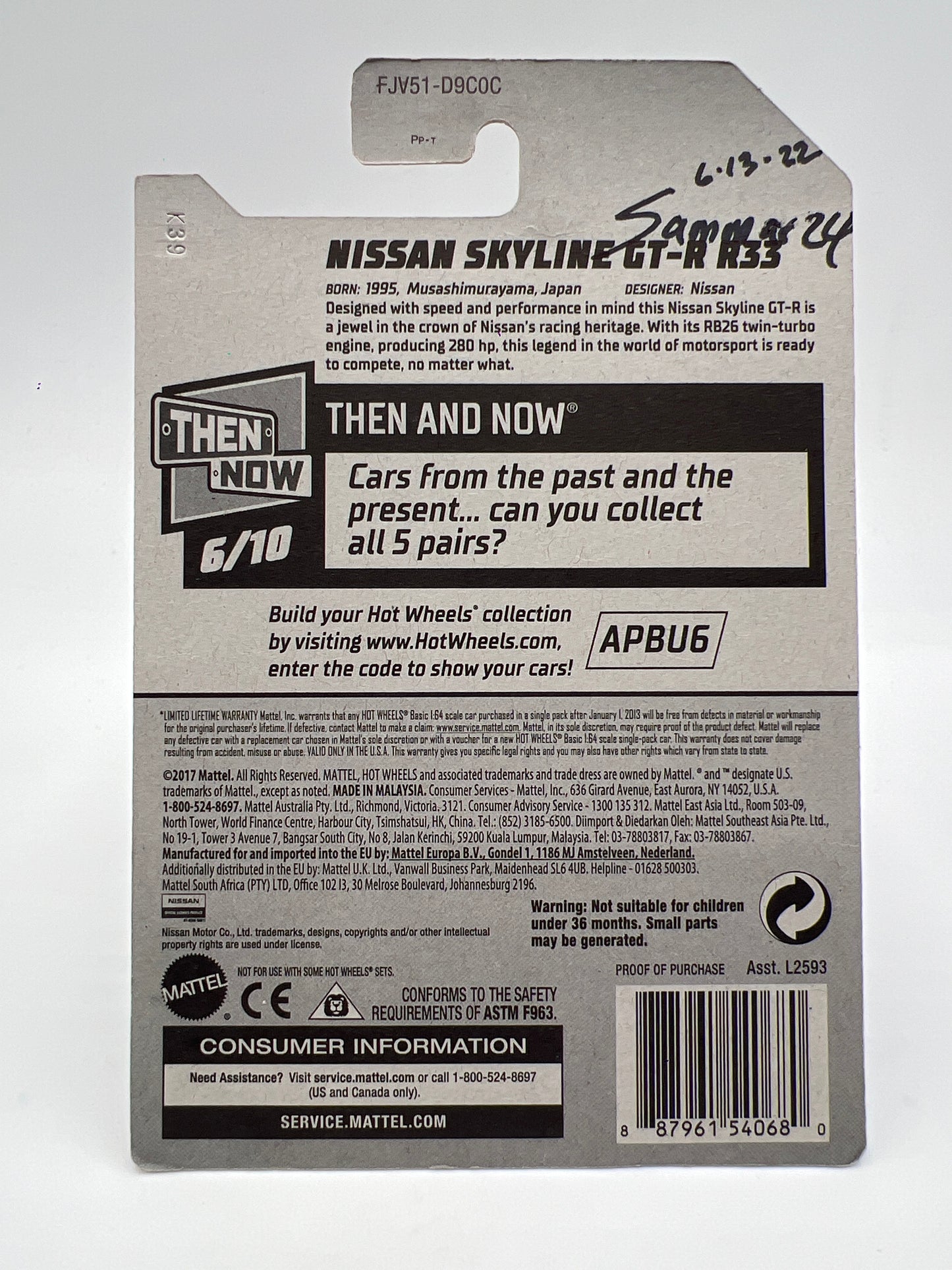 Hot Wheels Nissan Skyline GT-R R33 Blue Wheel Swap Custom On Card W/Protector SR