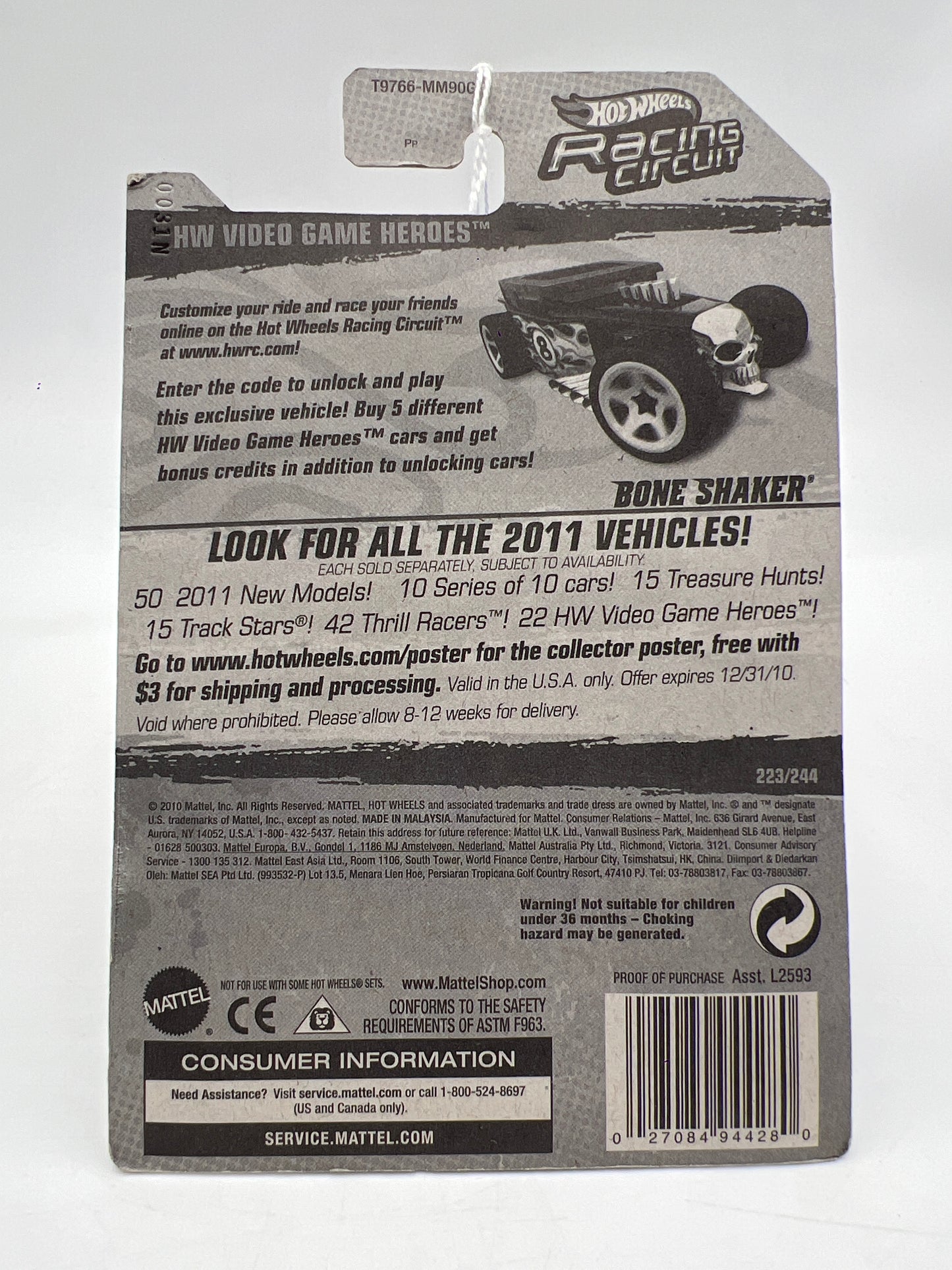 2011 Hot Wheels Video Game Heroes #223 Bone Shaker Black Error SR