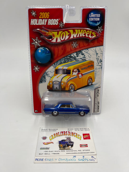 Hot Wheels 2006 Holiday Rods #2 65 Pontiac GTO Blue Cracked Blister 271i