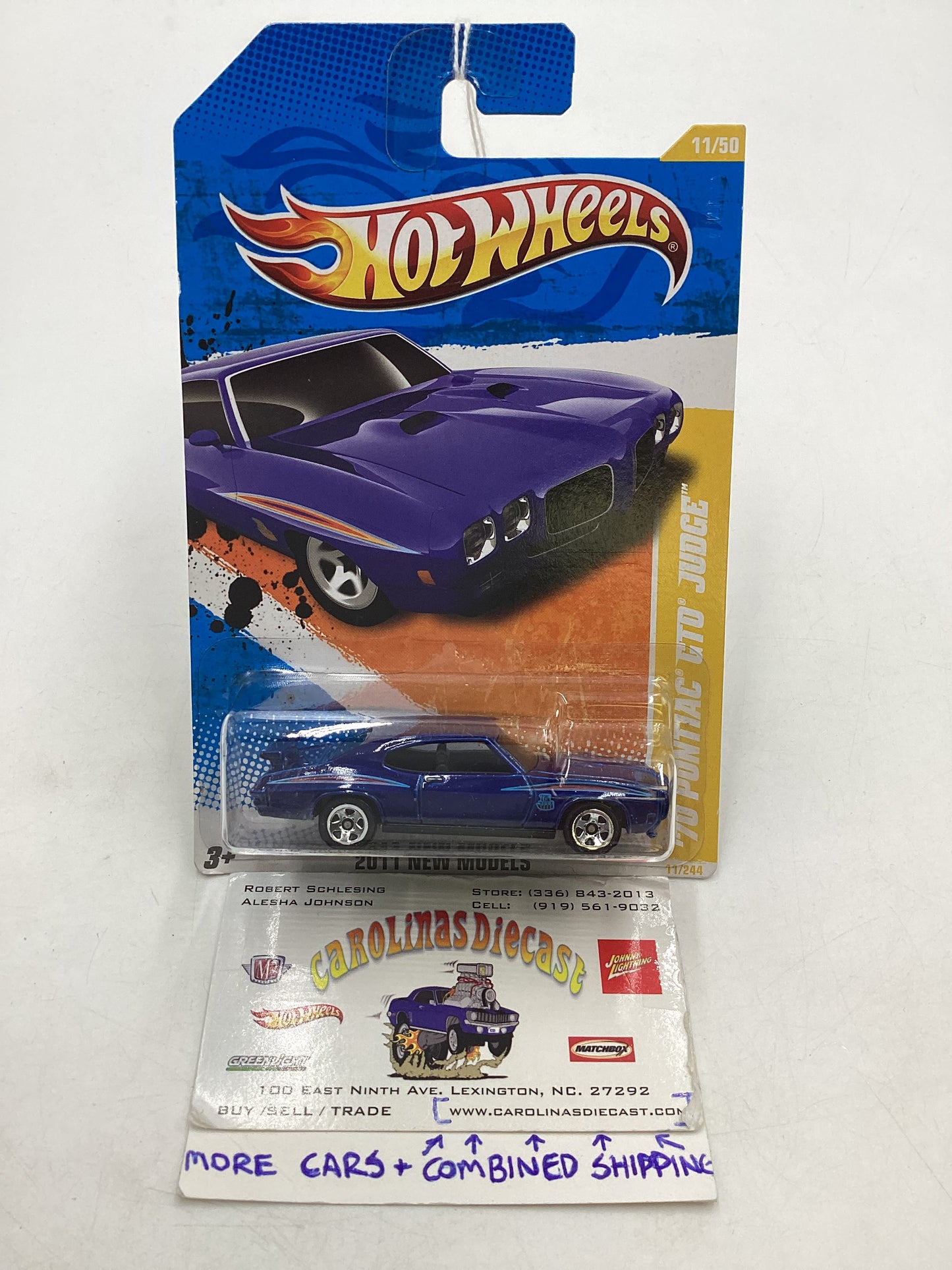 2011 Hot Wheels #11 70 Pontiac GTO Judge Dark Blue 43B