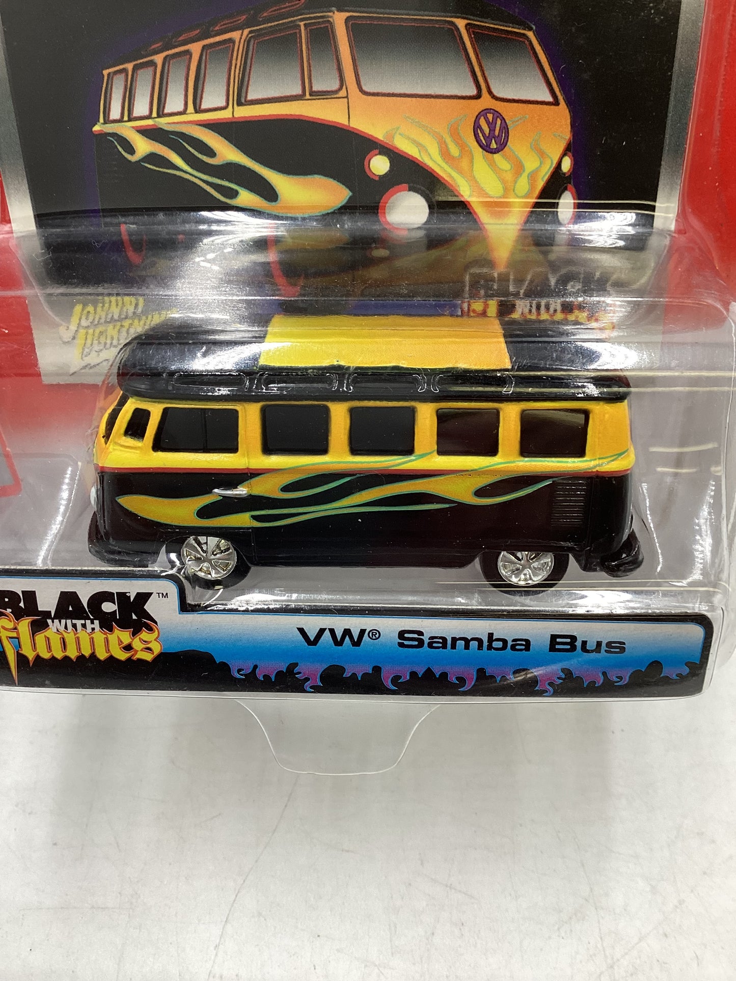 Johnny Lightning Street Freaks Black with Flames #4 Volkswagen Samba Bus Black 220A