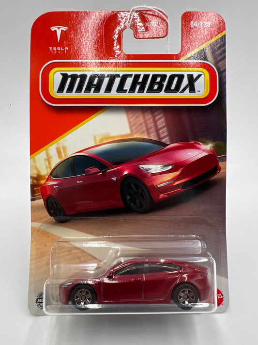 2025 Matchbox #4 Tesla Model 3 Red 211C