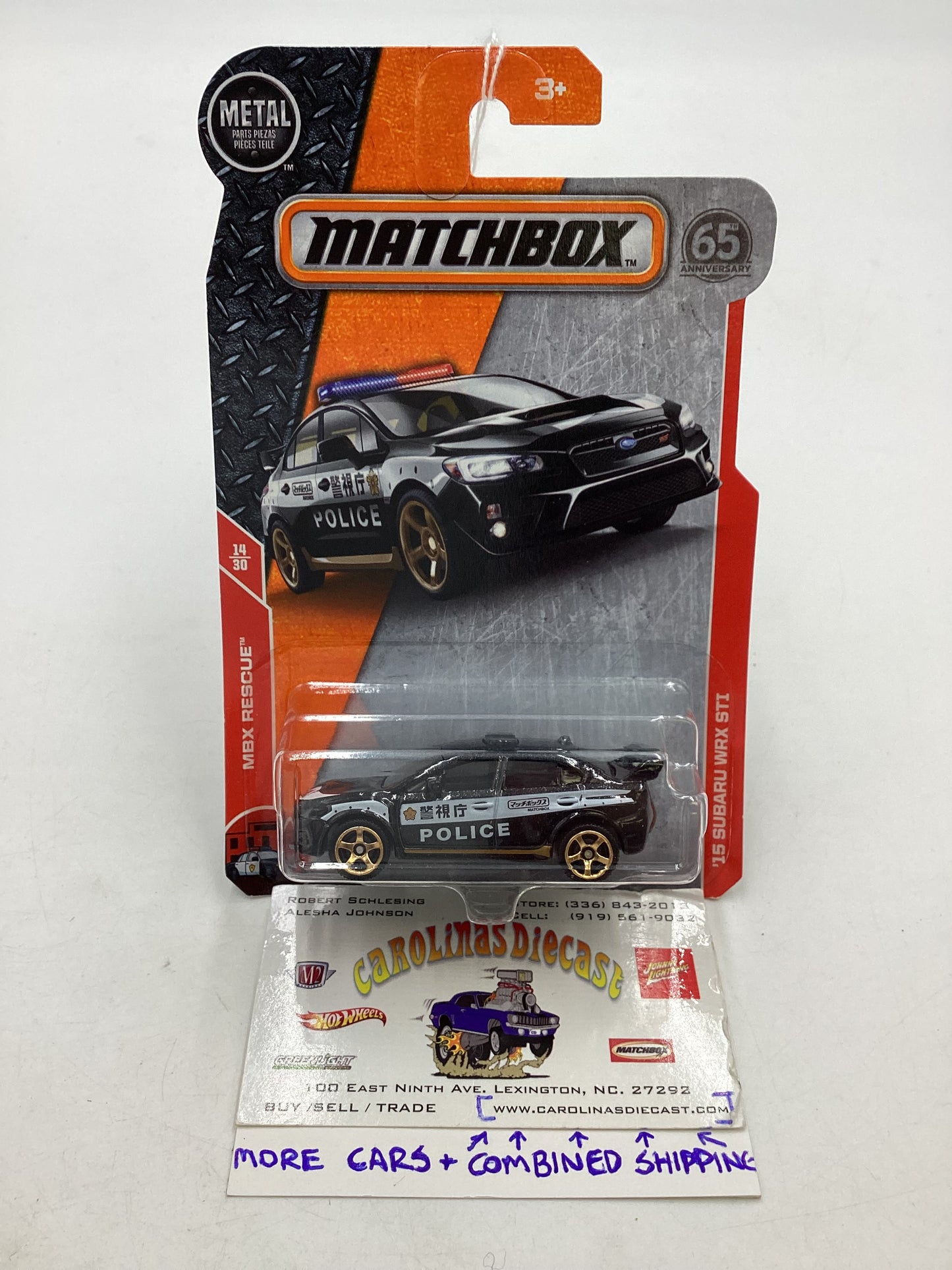 Matchbox MBX Rescue #14 15 Subaru WRX STI Police Black 209B